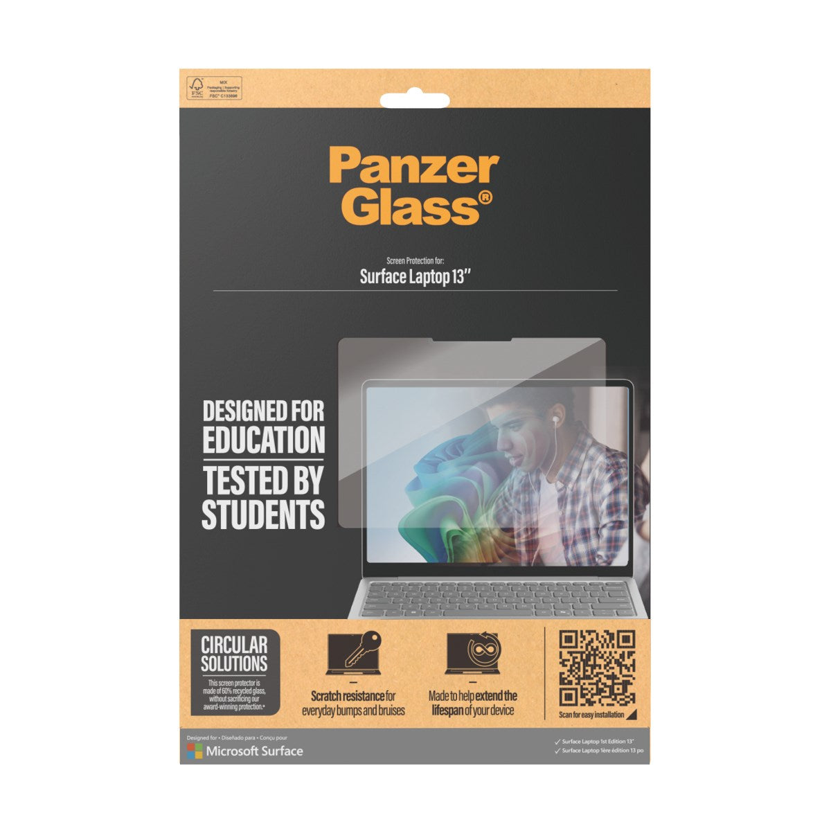 PanzerGlass® Displayschutz Microsoft Surface Laptop 1st Edition 13'' | Ultra-Wide Fit
