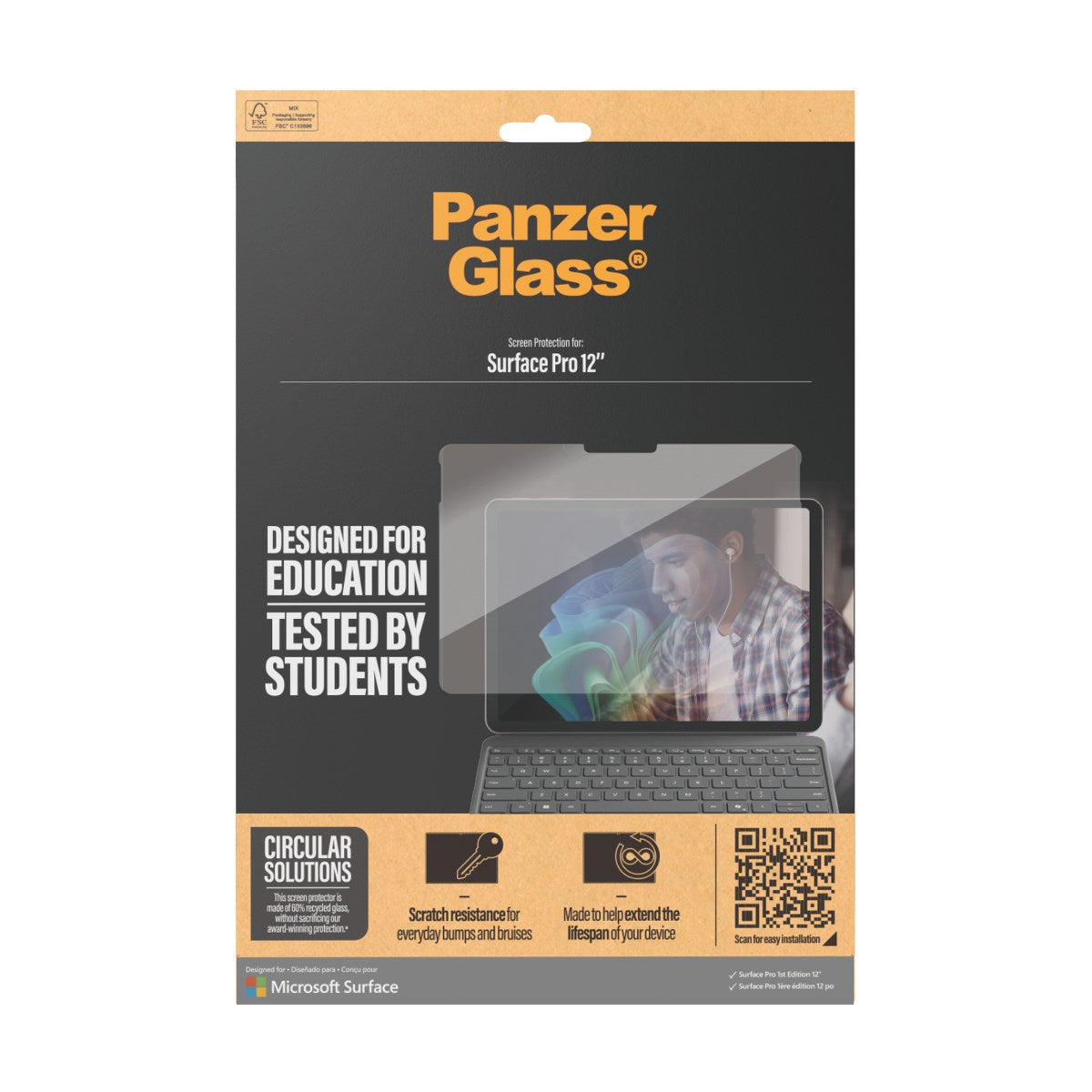 PanzerGlass® Displayschutz Microsoft Surface Pro 1st Edition 12'' | Ultra-Wide Fit