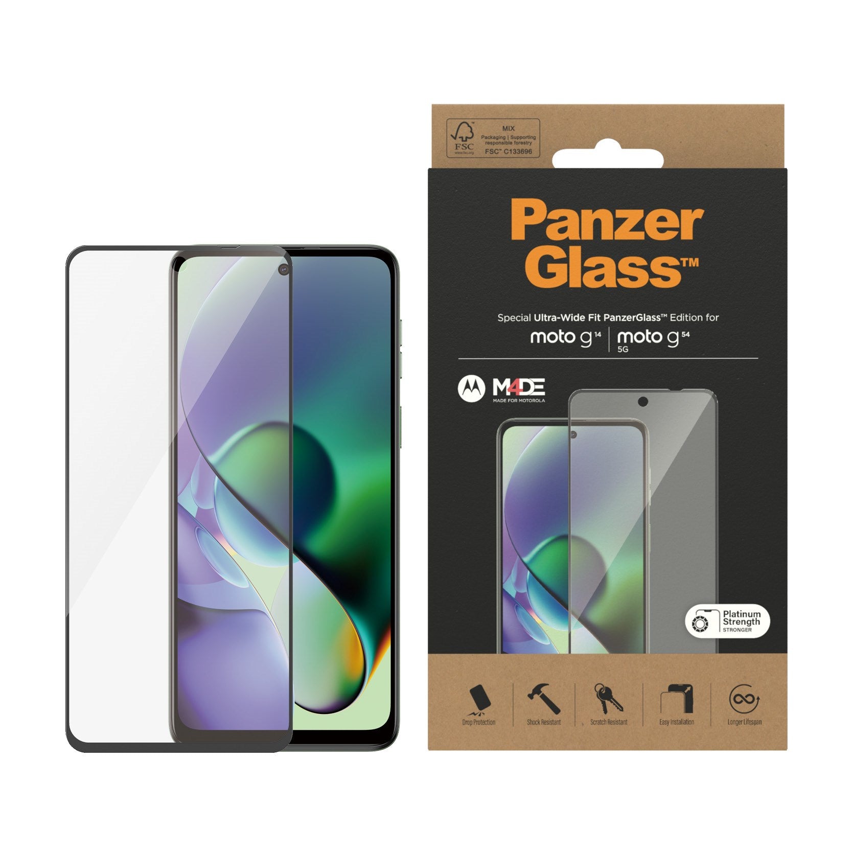 PanzerGlass® Displayschutz Motorola G14 | G54 5G | Ultra-Wide Fit