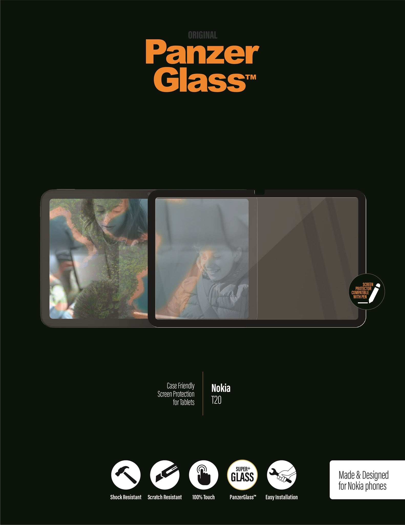 PanzerGlass® Displayschutz Nokia T20