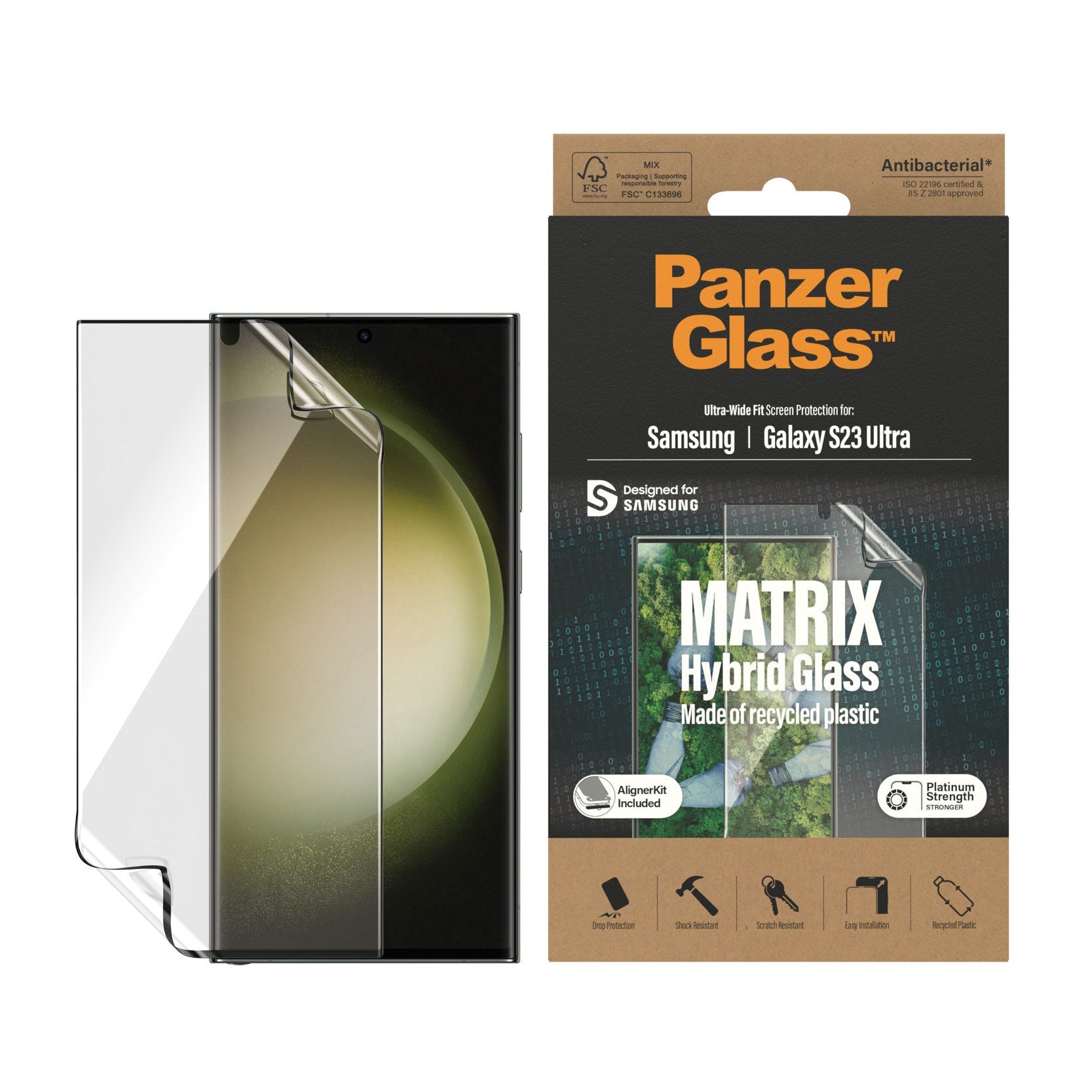 PanzerGlass® ECO MATRIX Displayschutz Samsung Galaxy S23 Ultra | Ultra-Wide Fit m. AlignerKit