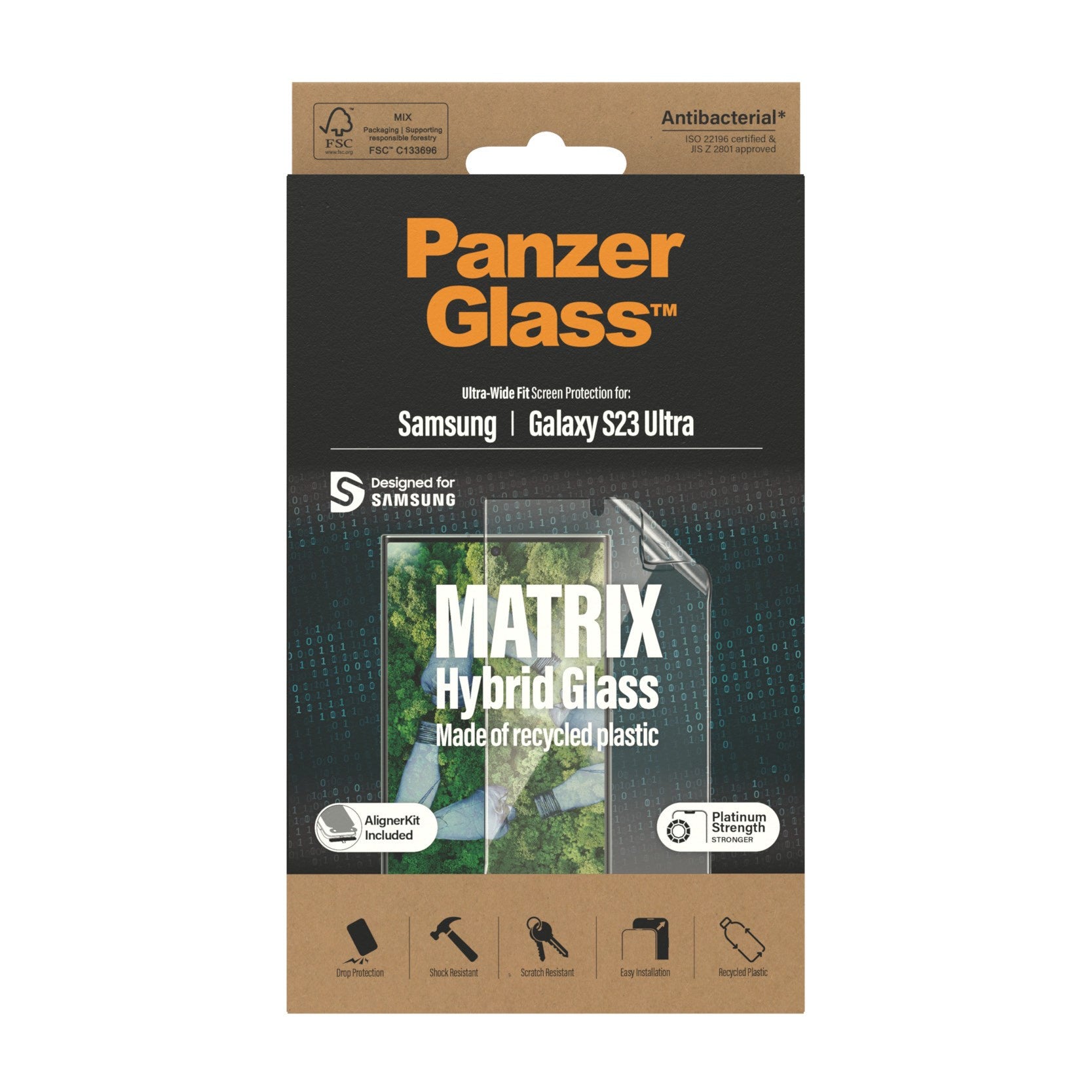 PanzerGlass® ECO MATRIX Displayschutz Samsung Galaxy S23 Ultra | Ultra-Wide Fit m. AlignerKit