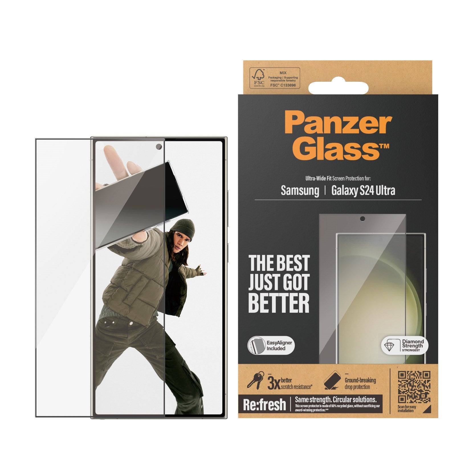 PanzerGlass® Displayschutz Samsung Galaxy S24 Ultra | Ultra-Wide Fit m. EasyAligner