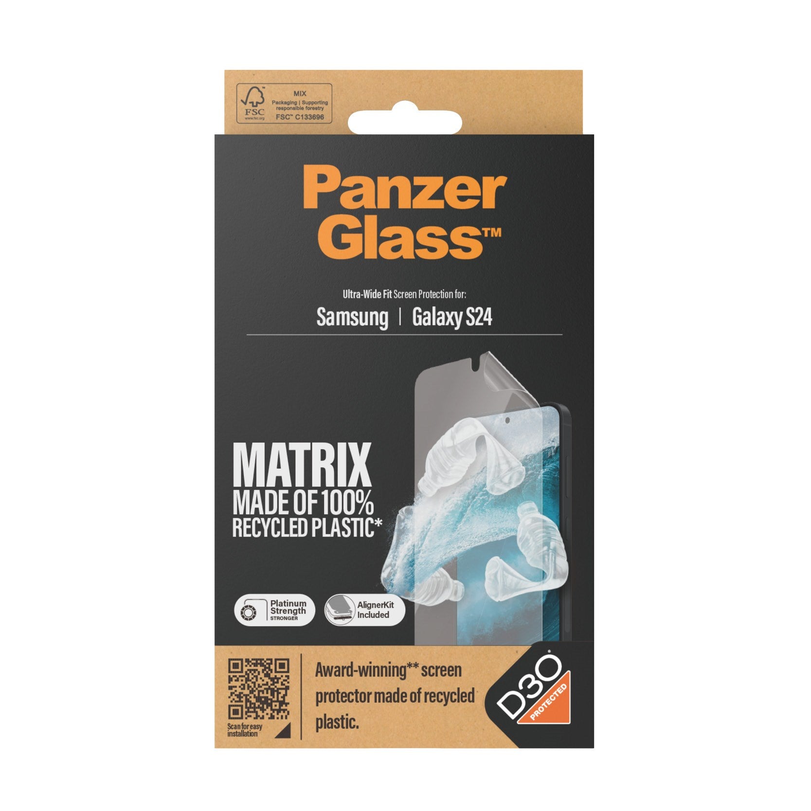 PanzerGlass® ECO MATRIX Screen Protector mit D3O® Samsung Galaxy S24 | Ultra-Wide Fit m. AlignerKit