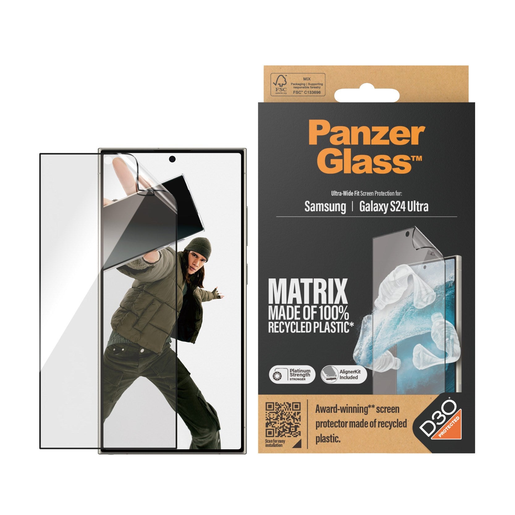 PanzerGlass® ECO MATRIX Screen Protector mit D3O® Samsung Galaxy S24 Ultra | Ultra-Wide Fit m. AlignerKit