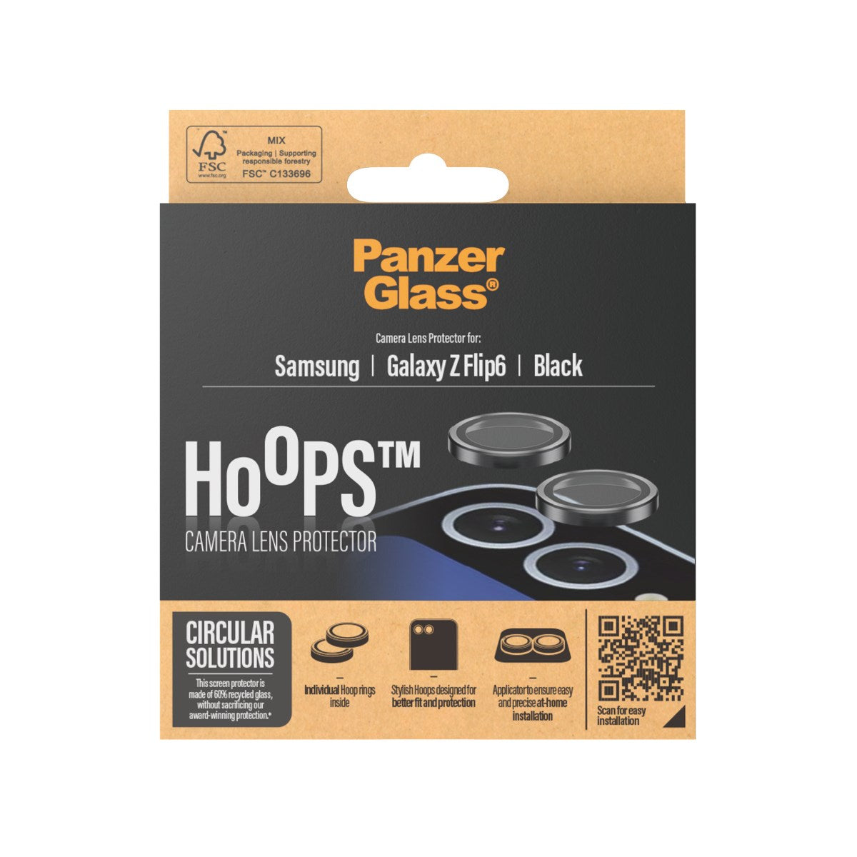 PanzerGlass® Hoops® Schwarz Kameraschutz Samsung Galaxy Z Flip6