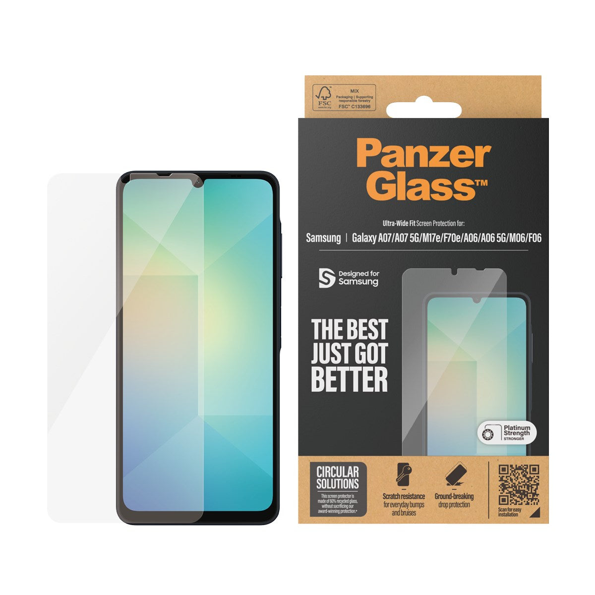 PanzerGlass® Displayschutz Samsung Galaxy A07 5G | M06 5G | F70e 5G | A07 | A06 | A06 5G | M06 5G | F06 5G | M17e 5G | Ultra-Wide Fit