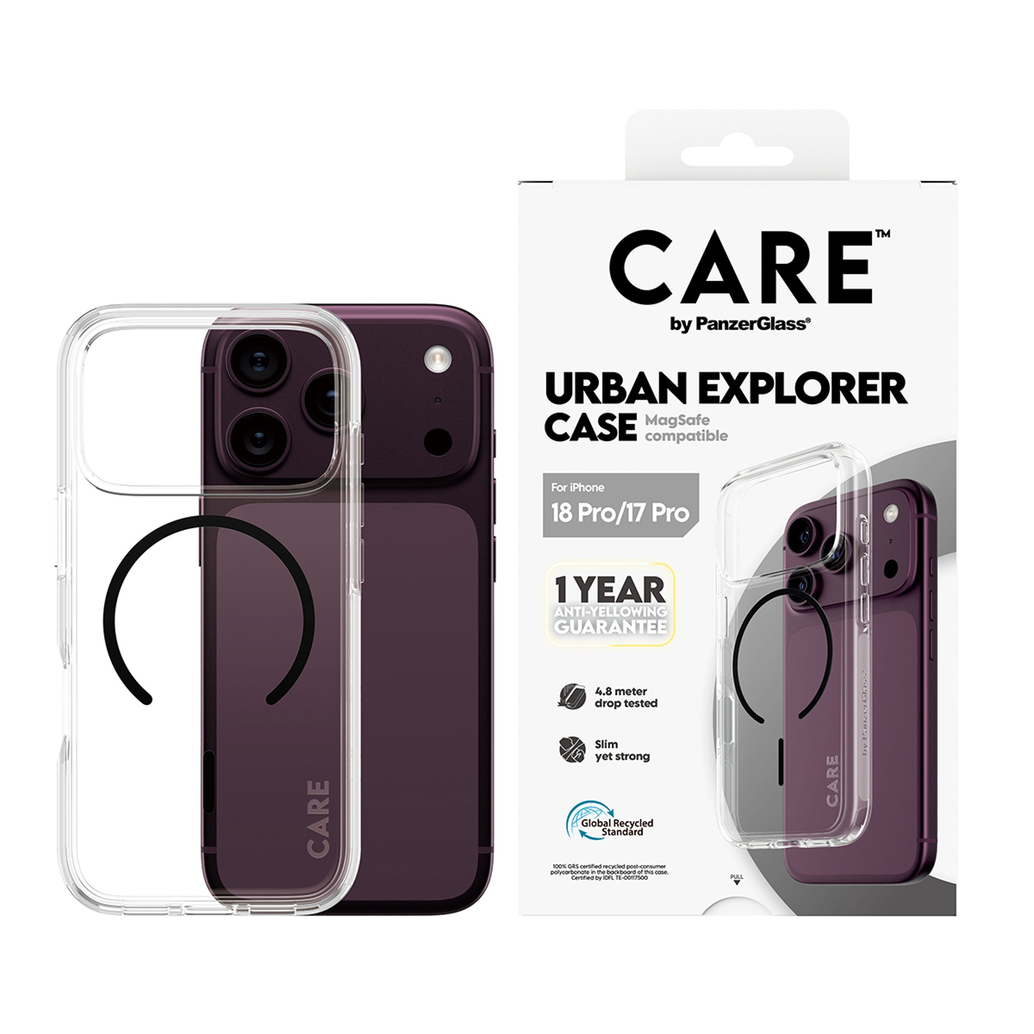 CARE™ by PanzerGlass® Urban Explorer Case Transparent m. Schwarz MagSafe iPhone 18 Pro | 17 Pro