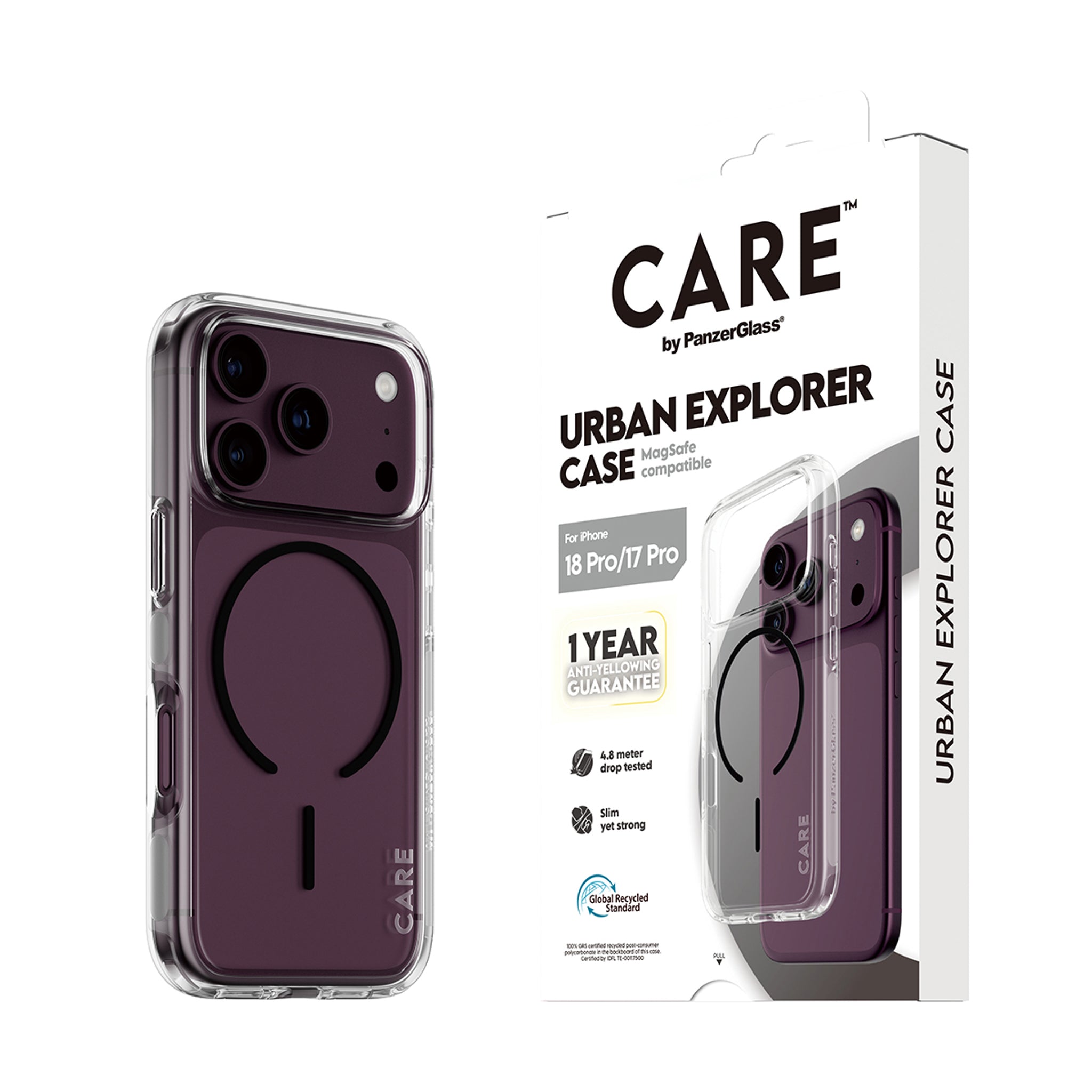 CARE™ by PanzerGlass® Urban Explorer Case Transparent m. Schwarz MagSafe iPhone 18 Pro | 17 Pro