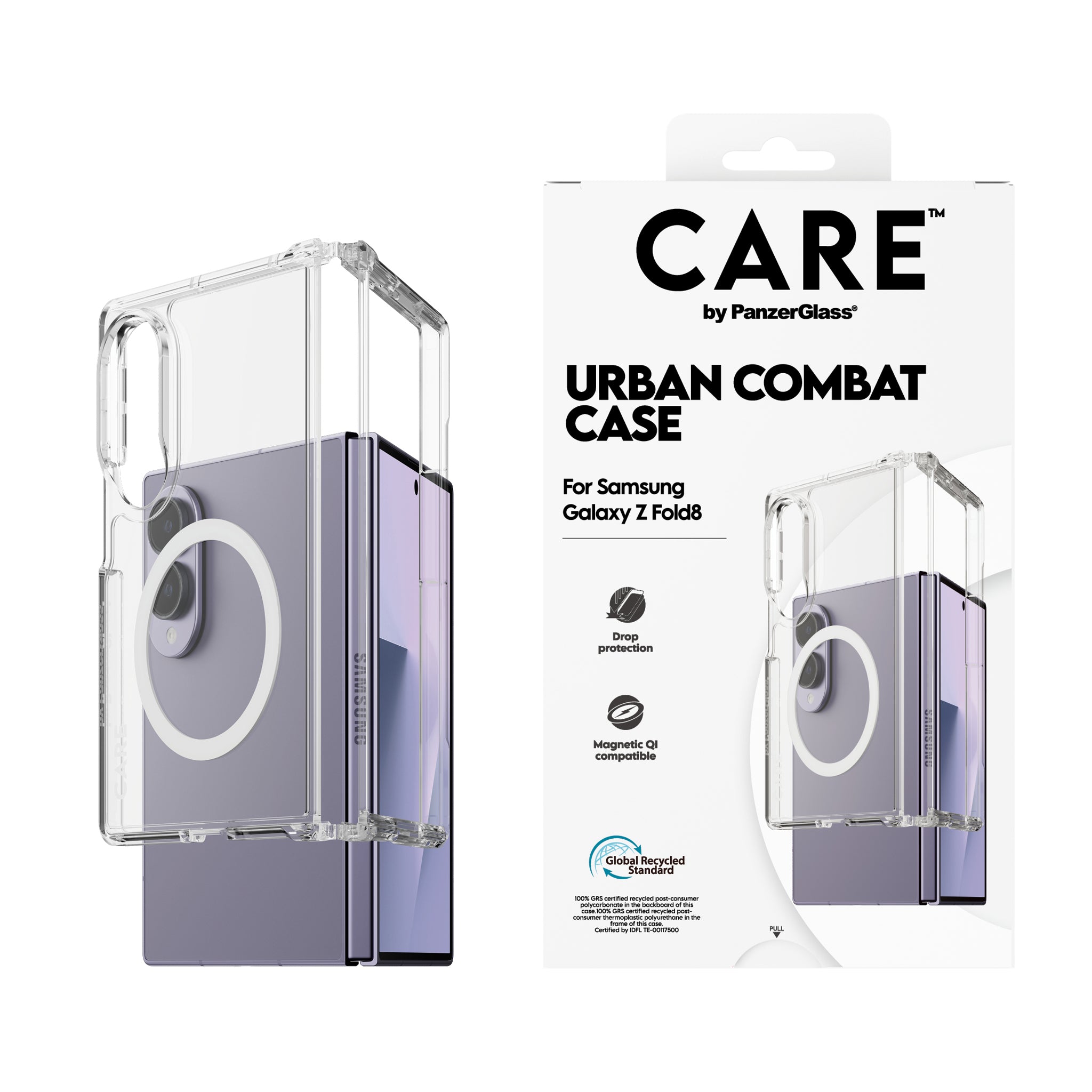 CARE™ by PanzerGlass® Urban Combat Case Transparent m. Weiss Qi Samsung new Fold7