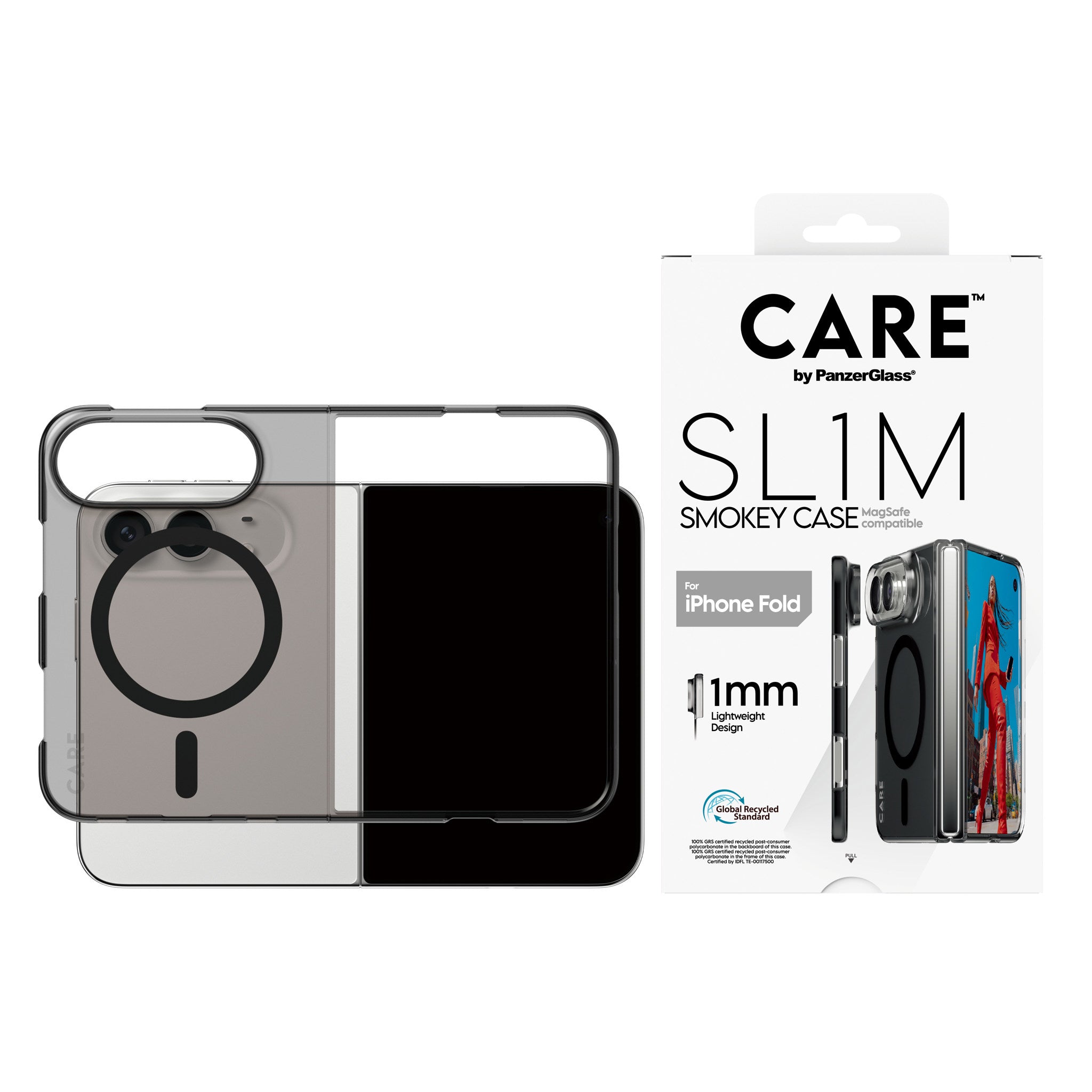 CARE™ by PanzerGlass® SL1M Case Smokey m. Schwarz MagSafe iPhone 2026 Fold