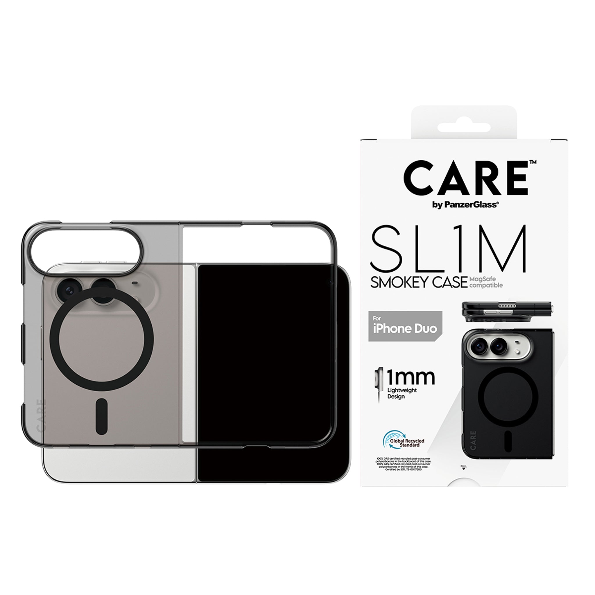 CARE™ by PanzerGlass® SL1M Case Smokey m. Schwarz MagSafe iPhone Duo