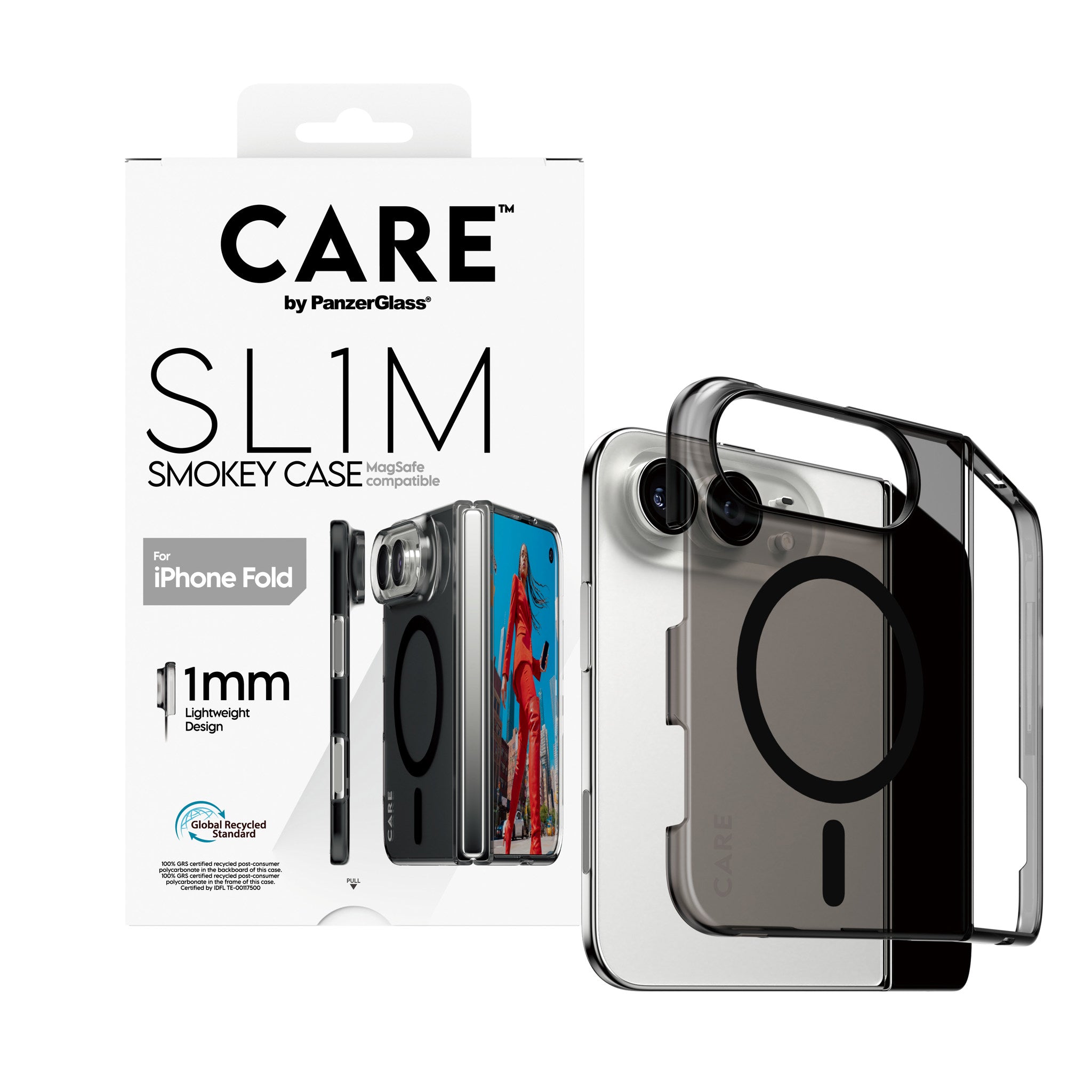 CARE™ by PanzerGlass® SL1M Case Smokey m. Schwarz MagSafe iPhone 2026 Fold