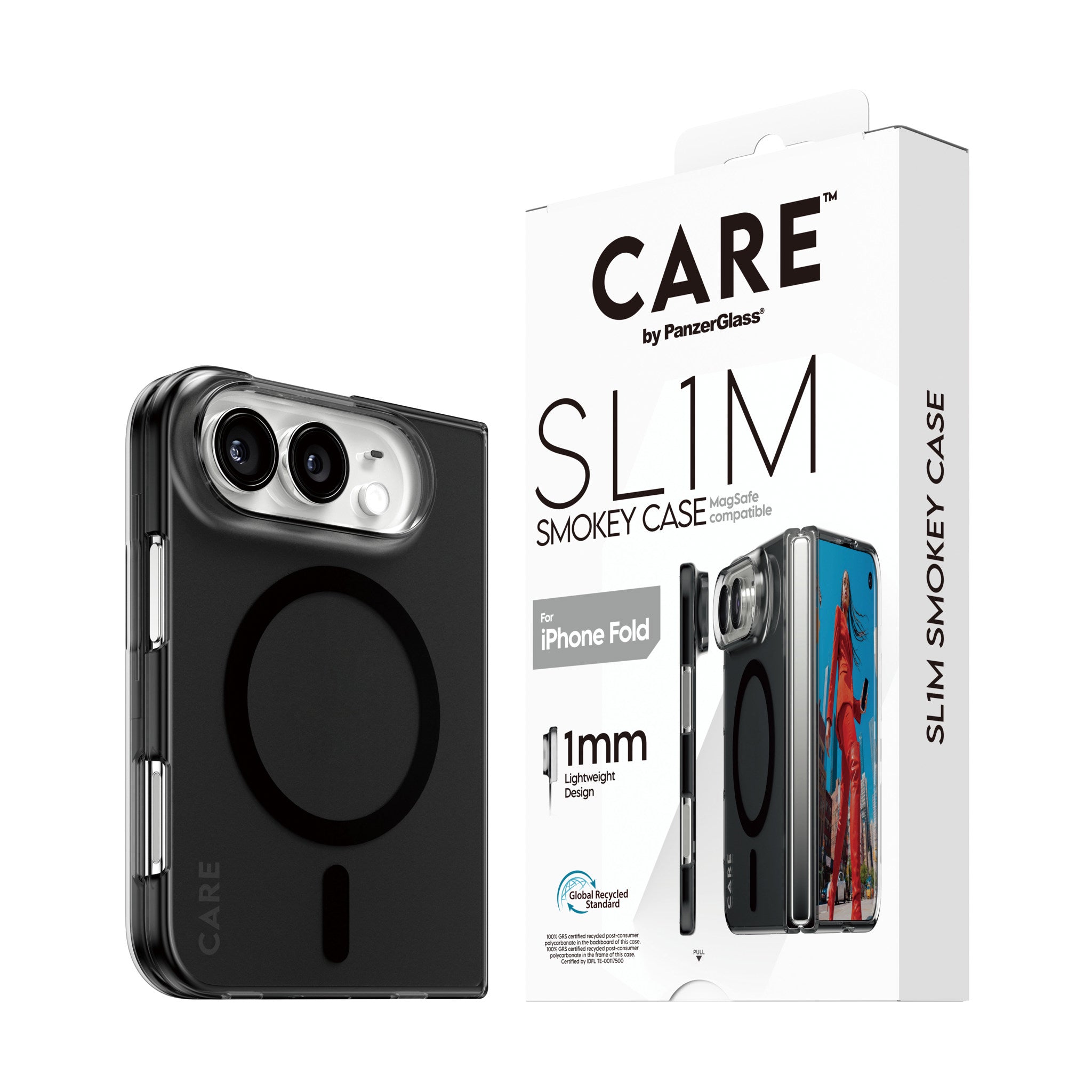 CARE™ by PanzerGlass® SL1M Case Smokey m. Schwarz MagSafe iPhone 2026 Fold