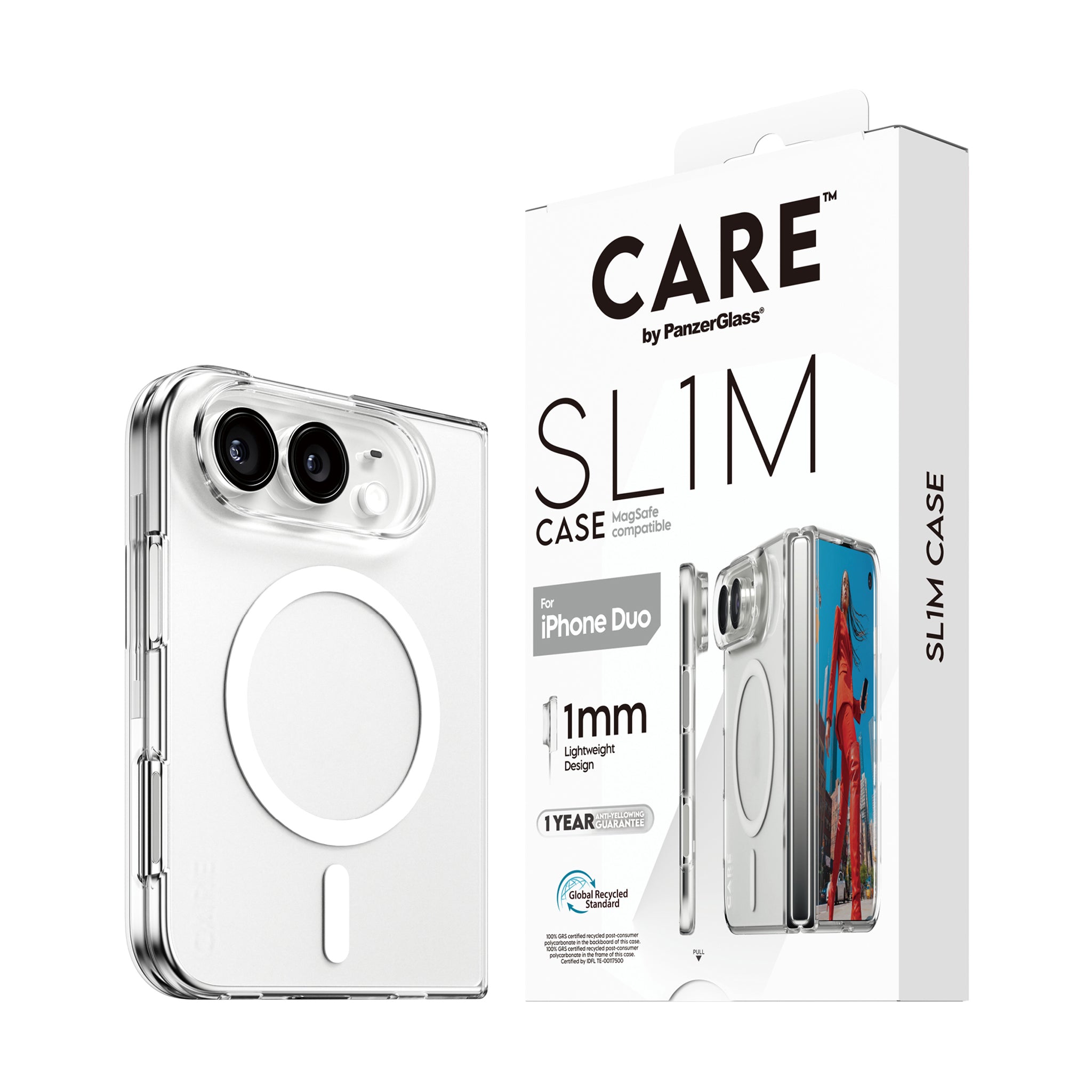 CARE™ by PanzerGlass® SL1M Case Transparent m. Weiss MagSafe iPhone Duo