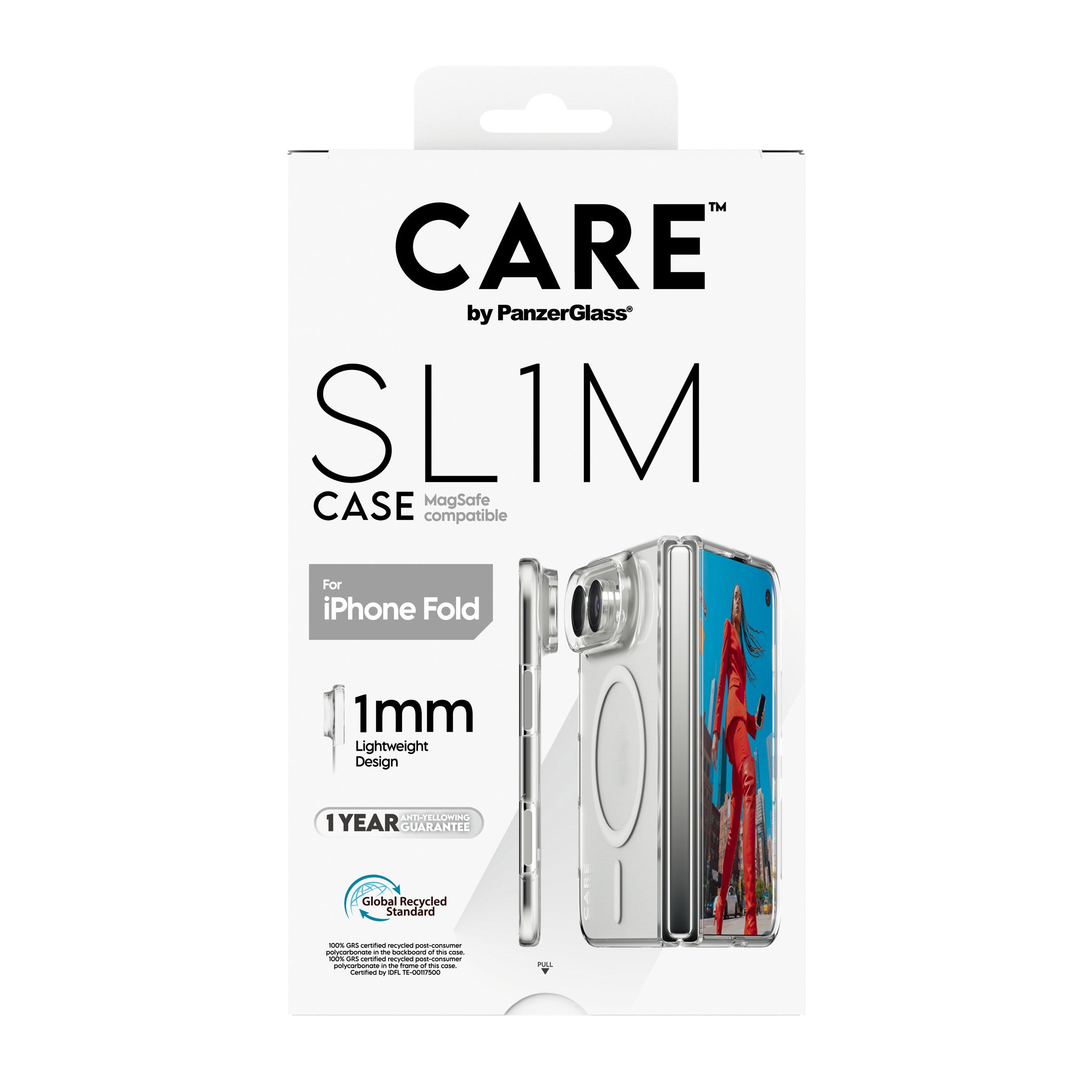 CARE™ by PanzerGlass® SL1M Case Transparent m. Weiss MagSafe iPhone 2026 Fold