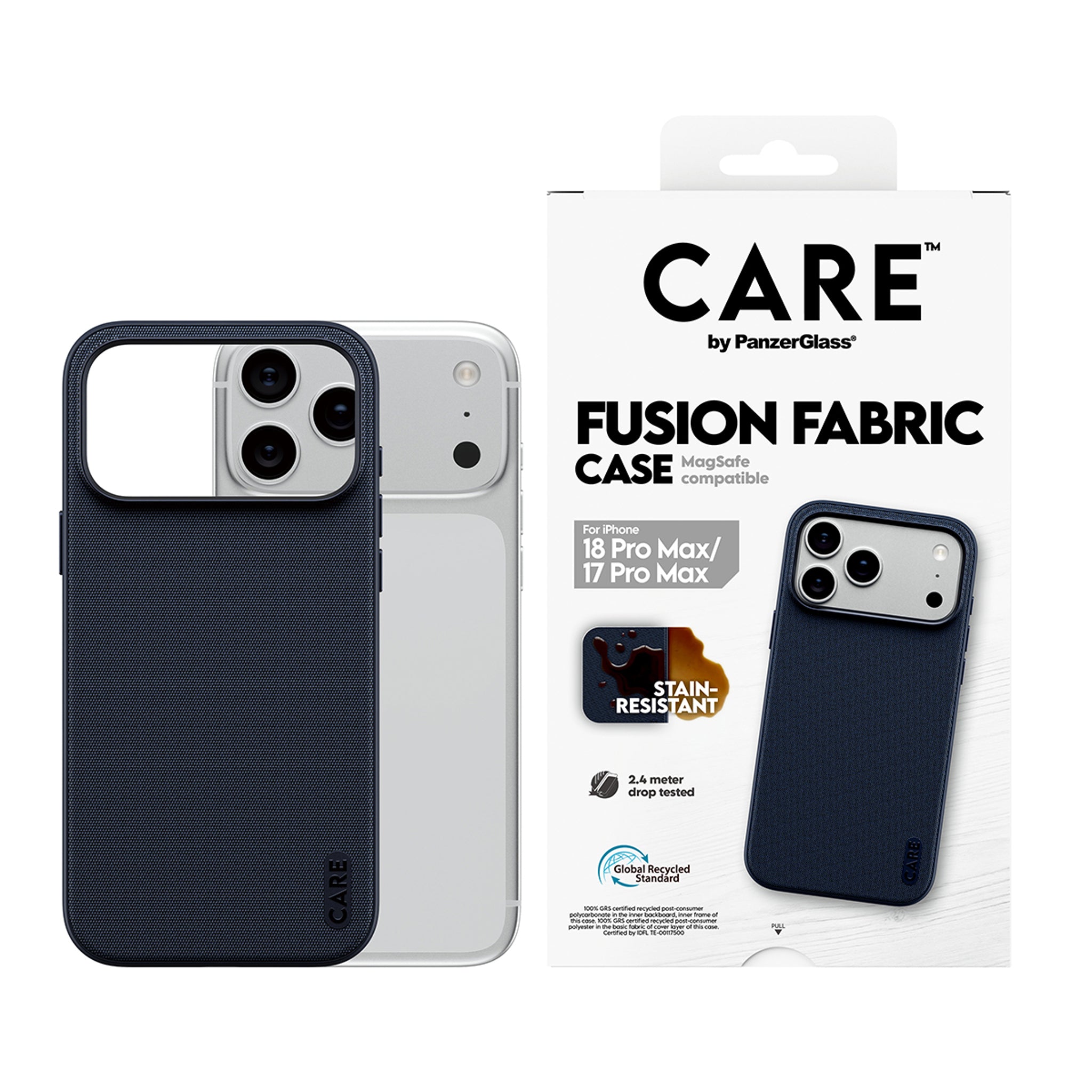 CARE™ by PanzerGlass® Fusion Fabric Case Blau m. MagSafe iPhone 18 Pro Max | 17 Pro Max