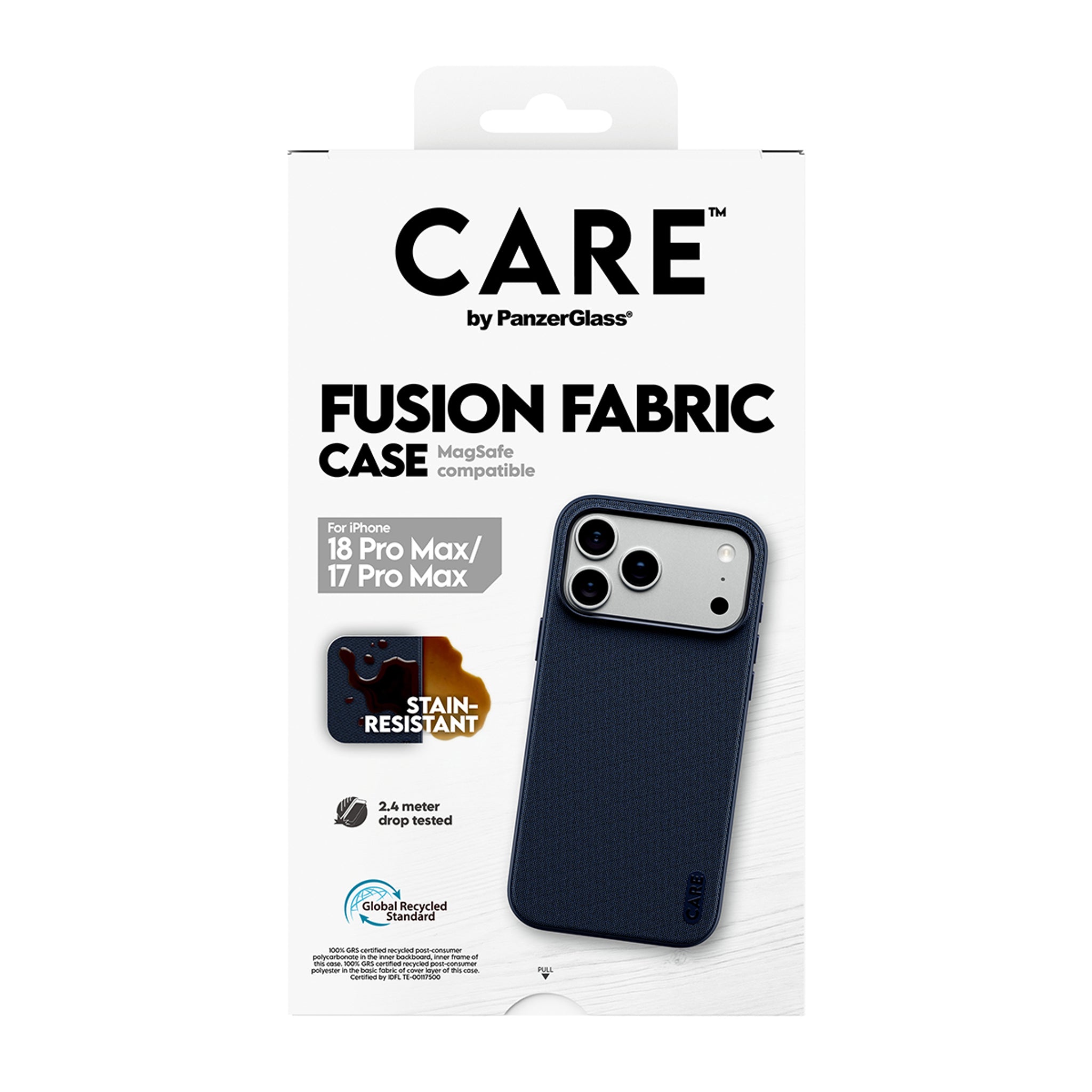 CARE™ by PanzerGlass® Fusion Fabric Case Blau m. MagSafe iPhone 18 Pro Max | 17 Pro Max