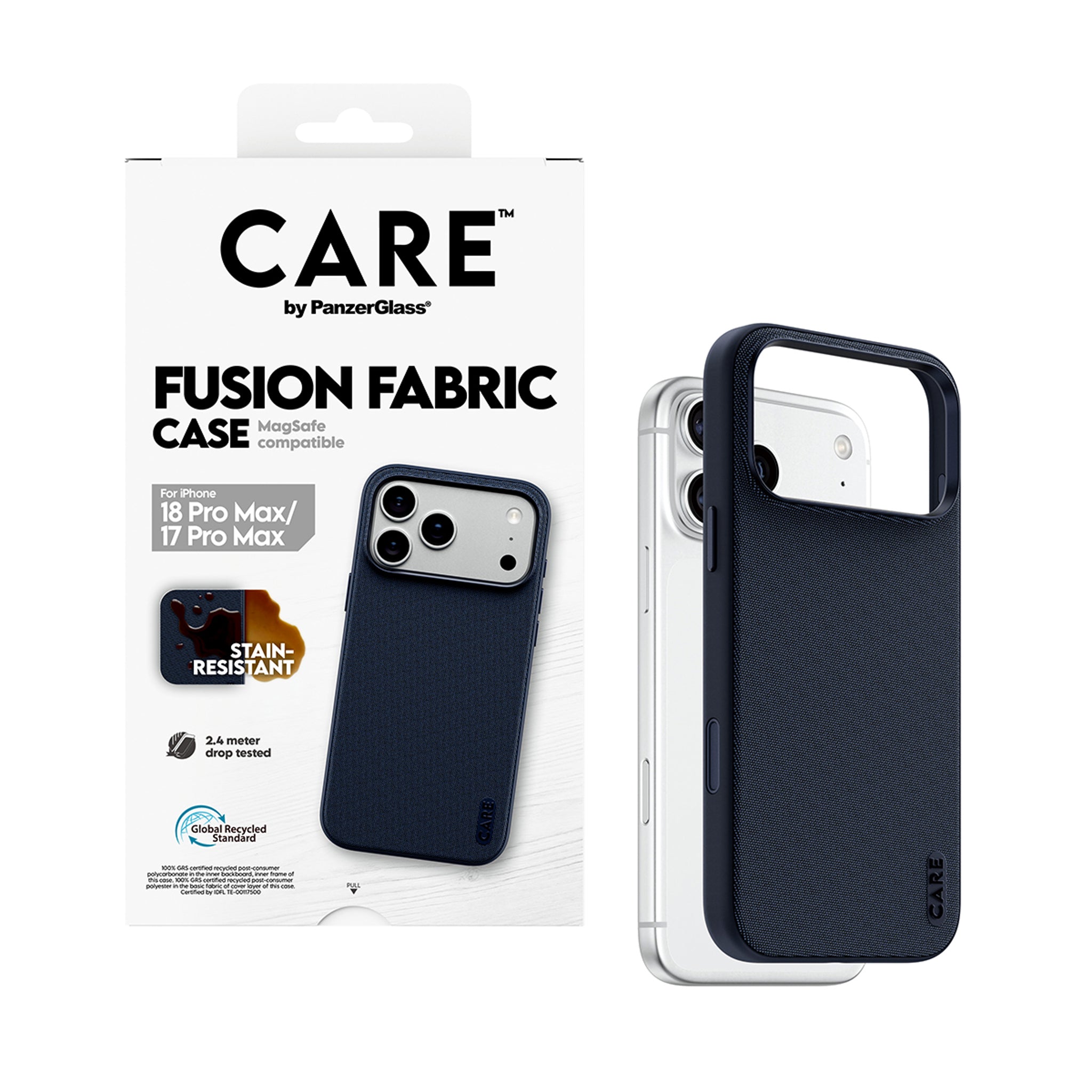 CARE™ by PanzerGlass® Fusion Fabric Case Blau m. MagSafe iPhone 18 Pro Max | 17 Pro Max