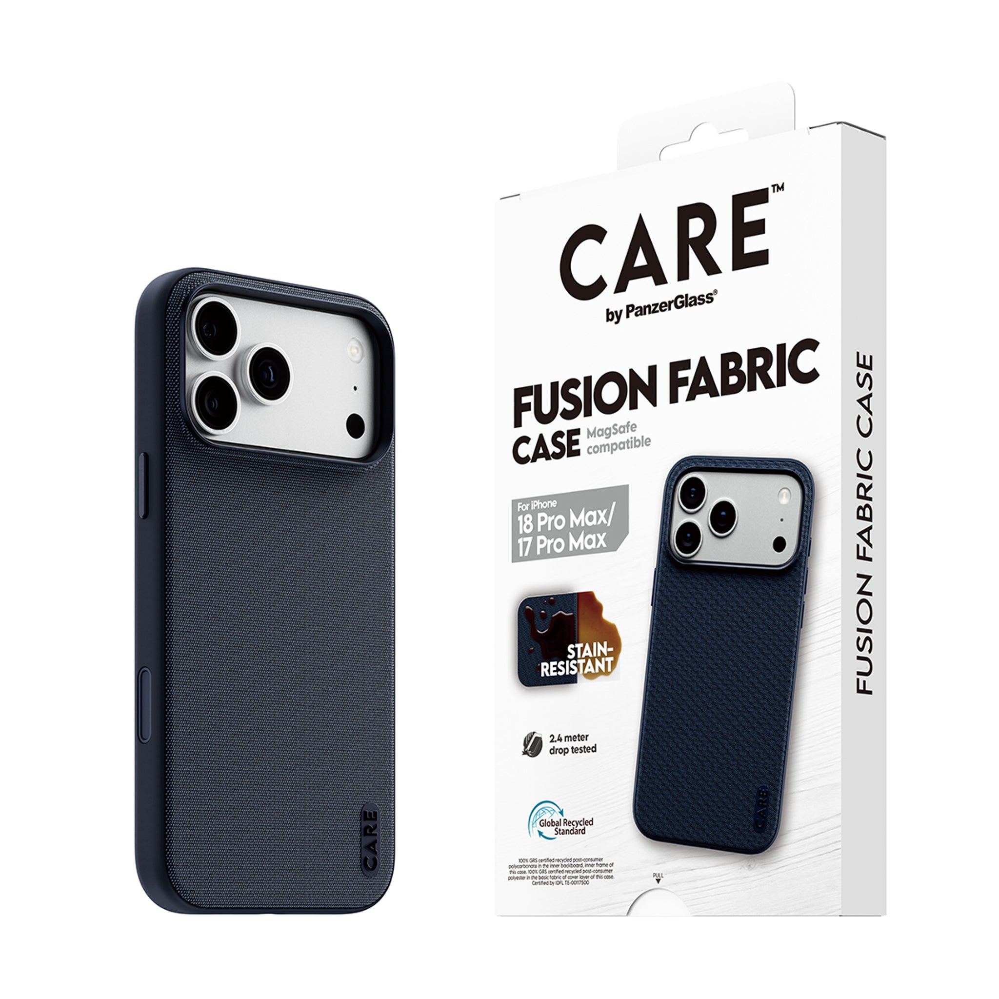 CARE™ by PanzerGlass® Fusion Fabric Case Blau m. MagSafe iPhone 18 Pro Max | 17 Pro Max
