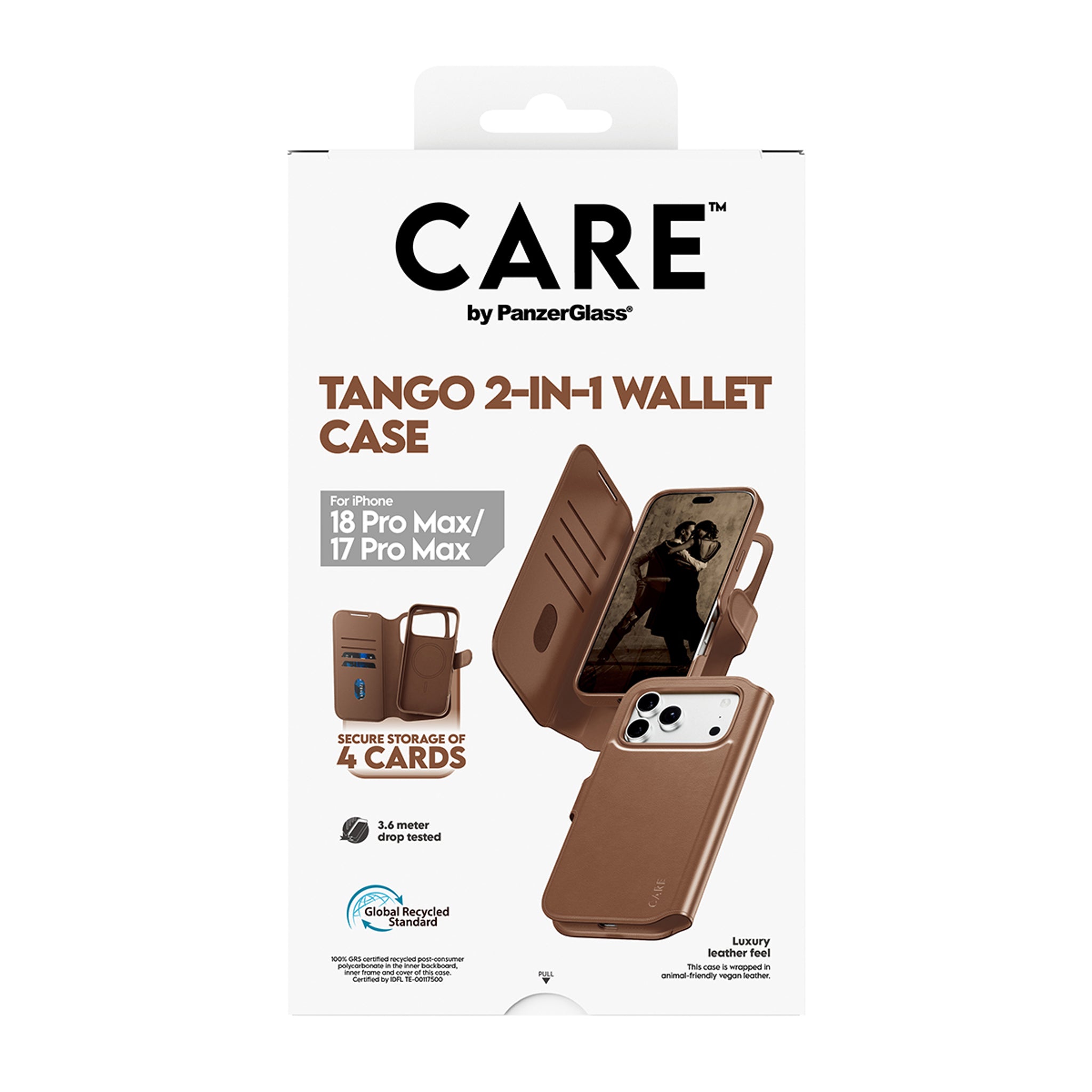 CARE™ by PanzerGlass® Tango 2-in-1 Wallet Case Braun m. MagSafe iPhone 18 Pro Max | 17 Pro Max