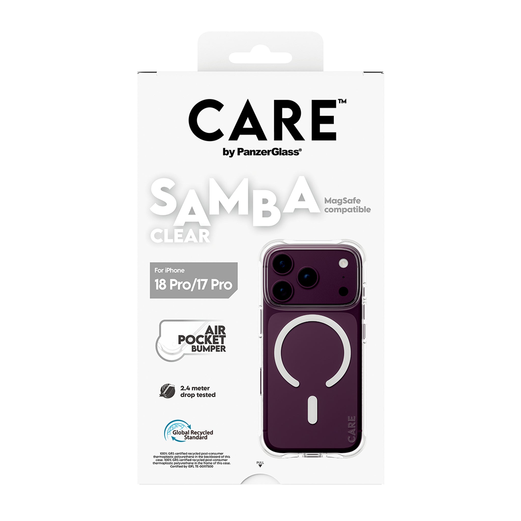 CARE™ by PanzerGlass® Samba Case Transparent m. Weiss MagSafe iPhone 18 Pro | 17 Pro