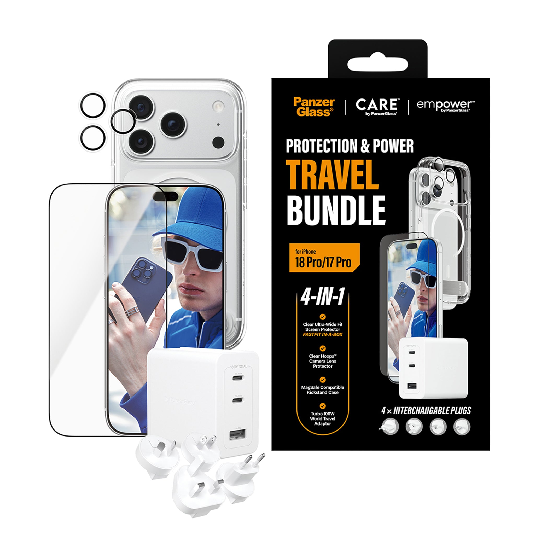 CARE™ by PanzerGlass® 4-in-1 Travel Set iPhone 18 Pro