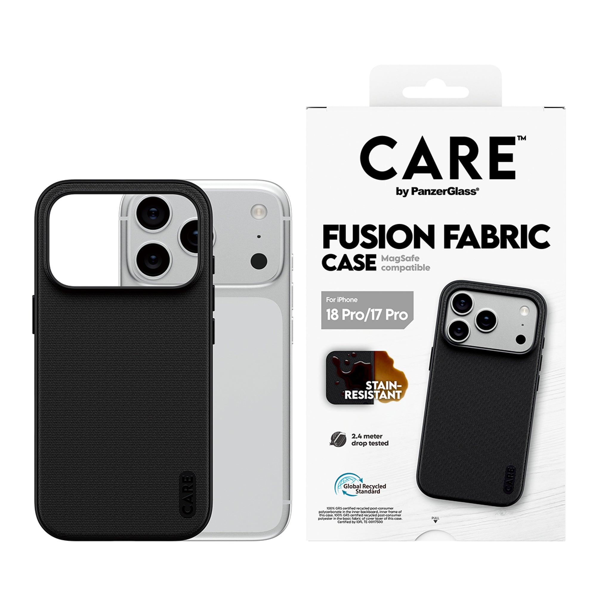 CARE™ by PanzerGlass® Fusion Fabric Case Schwarz m. MagSafe iPhone 18 Pro | 17 Pro