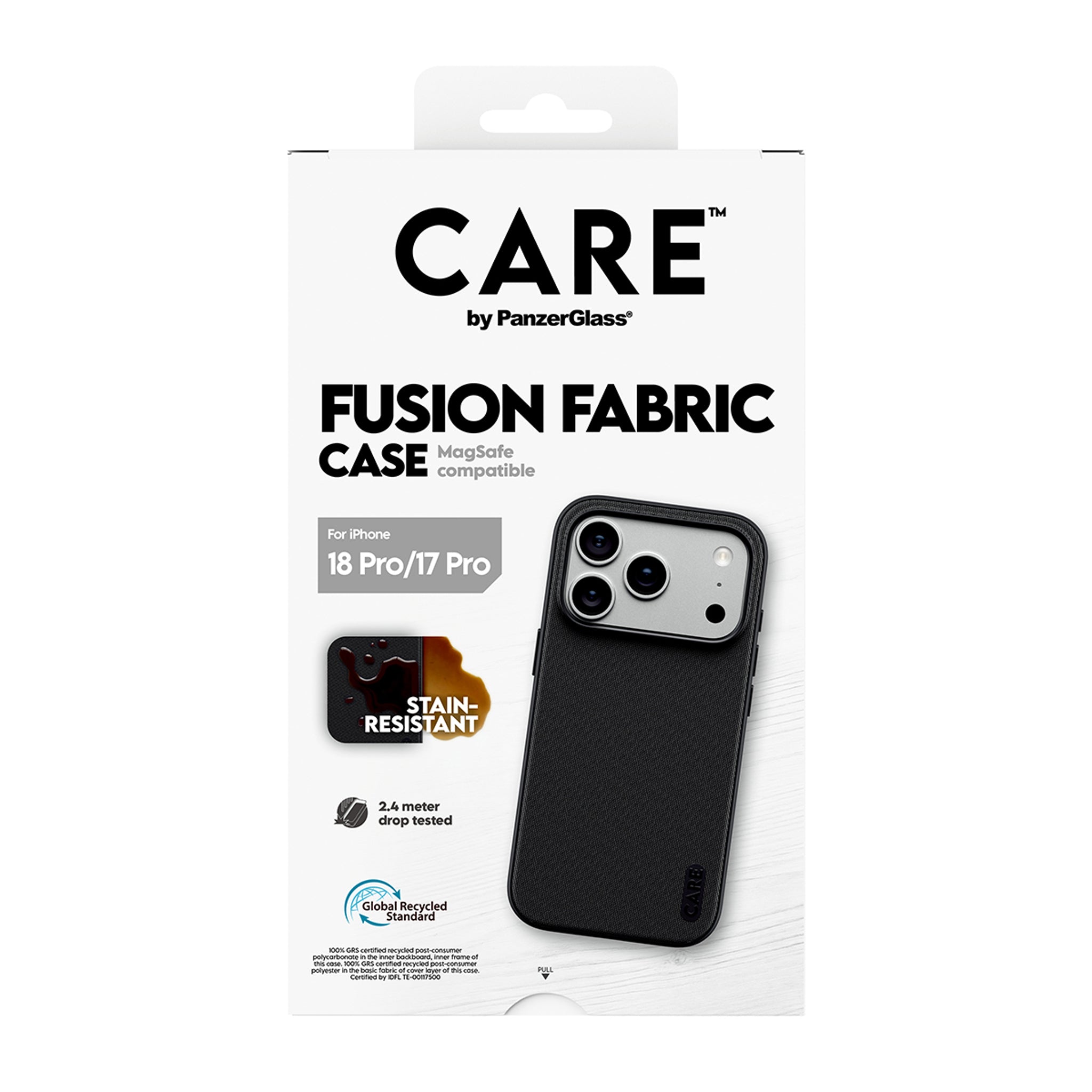 CARE™ by PanzerGlass® Fusion Fabric Case Schwarz m. MagSafe iPhone 18 Pro | 17 Pro