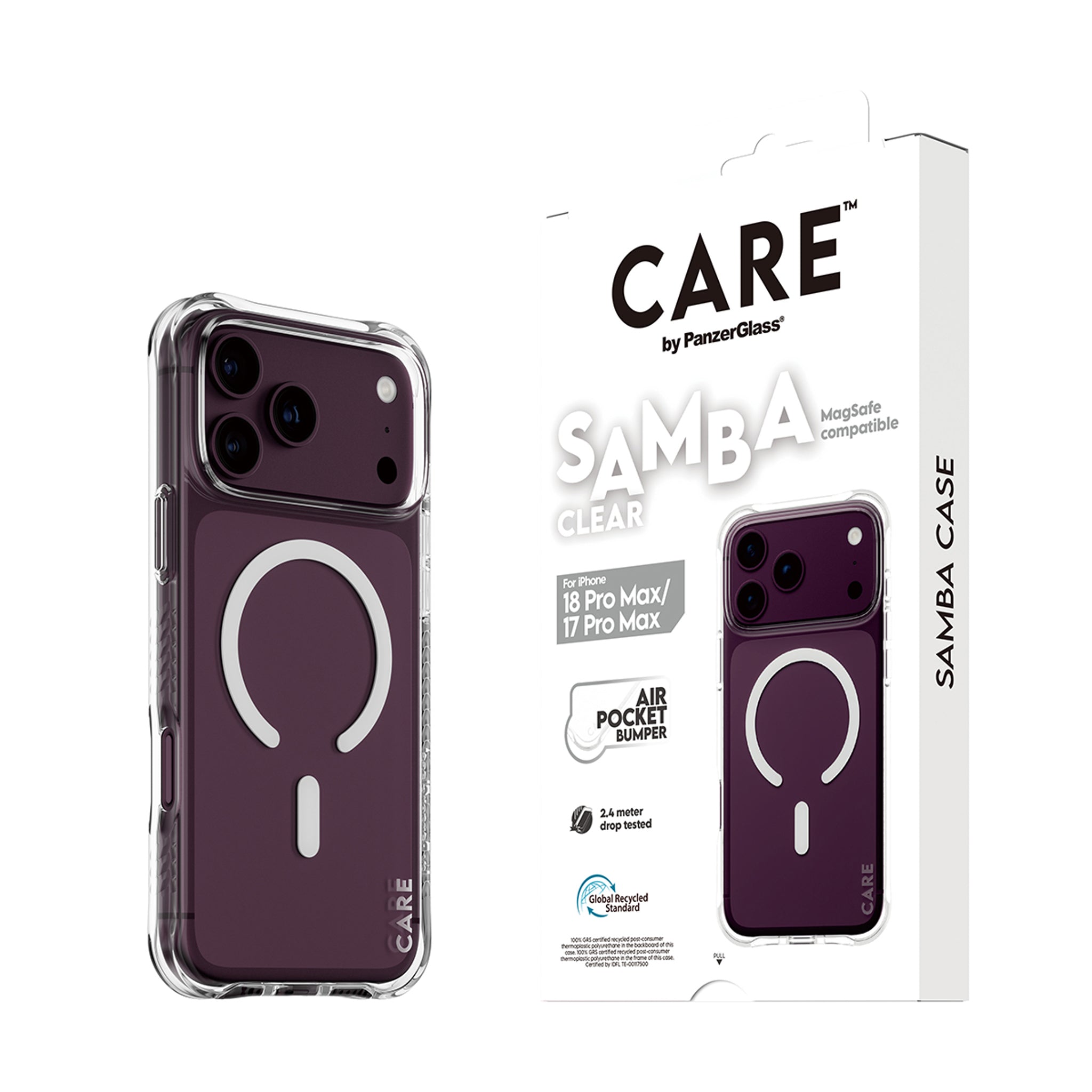 CARE™ by PanzerGlass® Samba Case Transparent m. Weiss MagSafe iPhone 18 Pro Max | 17 Pro Max