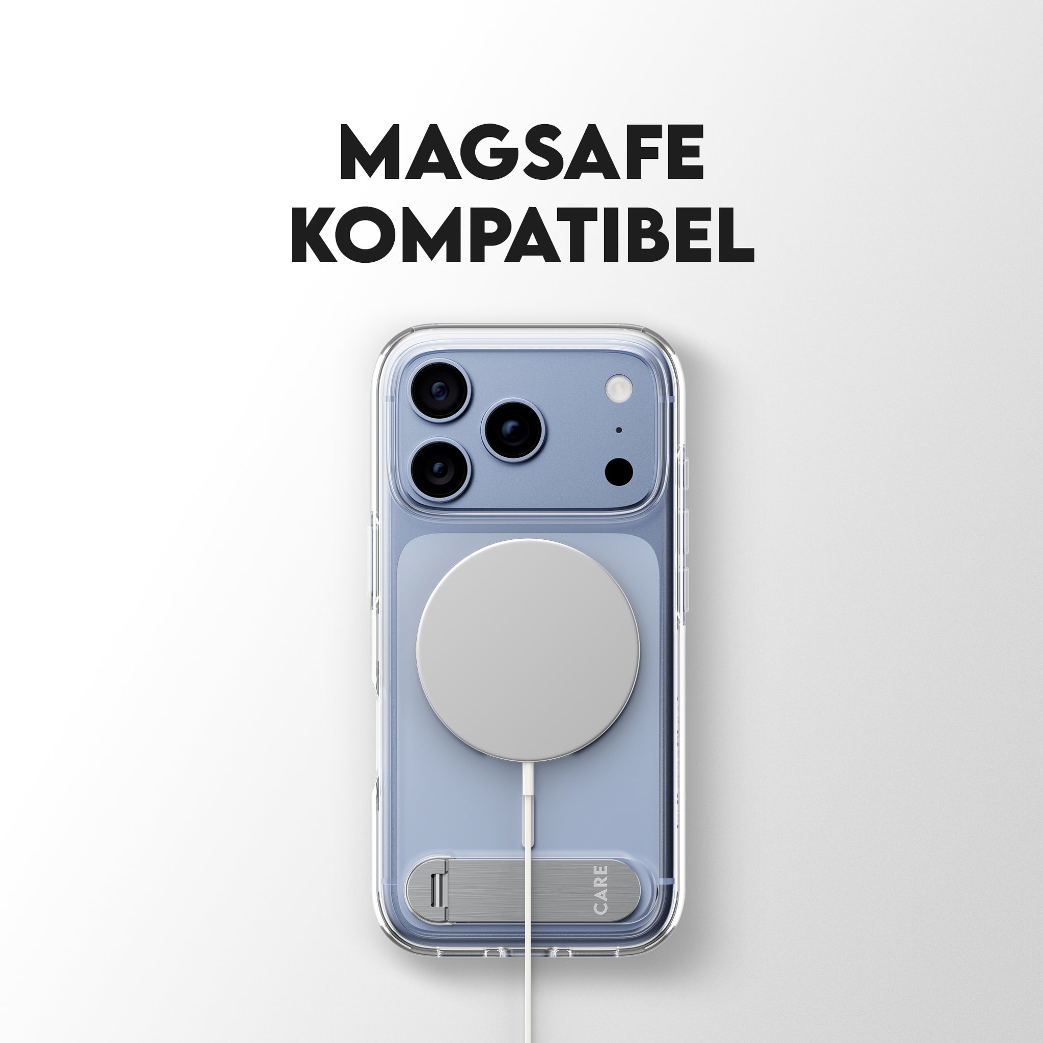 CARE™ by PanzerGlass® Kickstand Case Transparent m. Weiss MagSafe iPhone 18 Pro | 17 Pro
