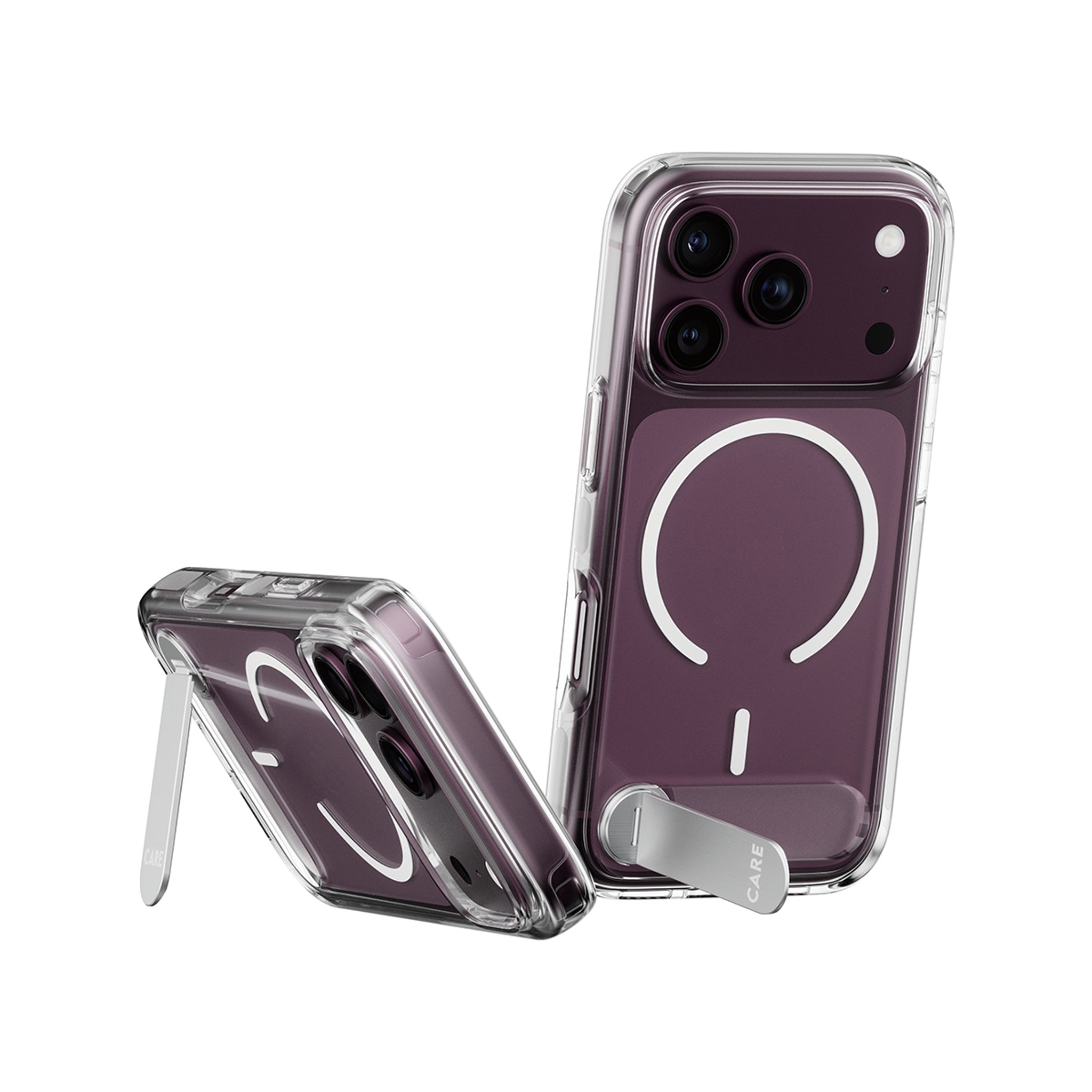 CARE™ by PanzerGlass® Kickstand Case Transparent m. Weiss MagSafe iPhone 18 Pro | 17 Pro