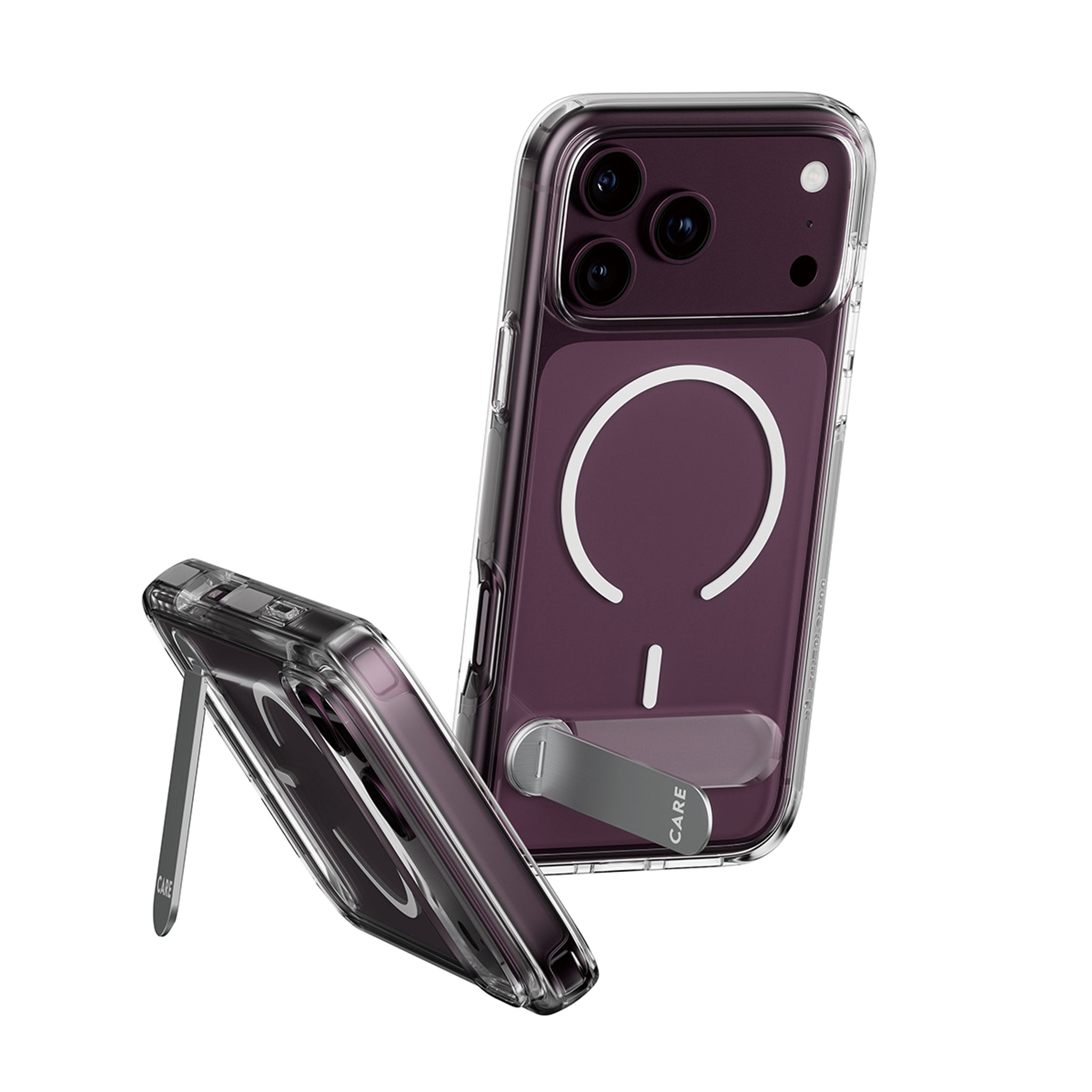 CARE™ by PanzerGlass® Kickstand Case Transparent m. Weiss MagSafe iPhone 18 Pro | 17 Pro