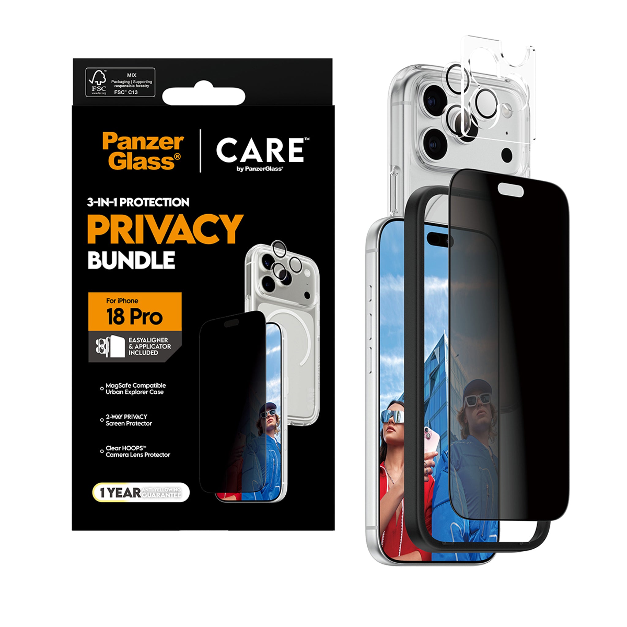 PanzerGlass® | CARE™ by PanzerGlass® Privacy Flagship 3-in-1 Set iPhone 18 Pro
