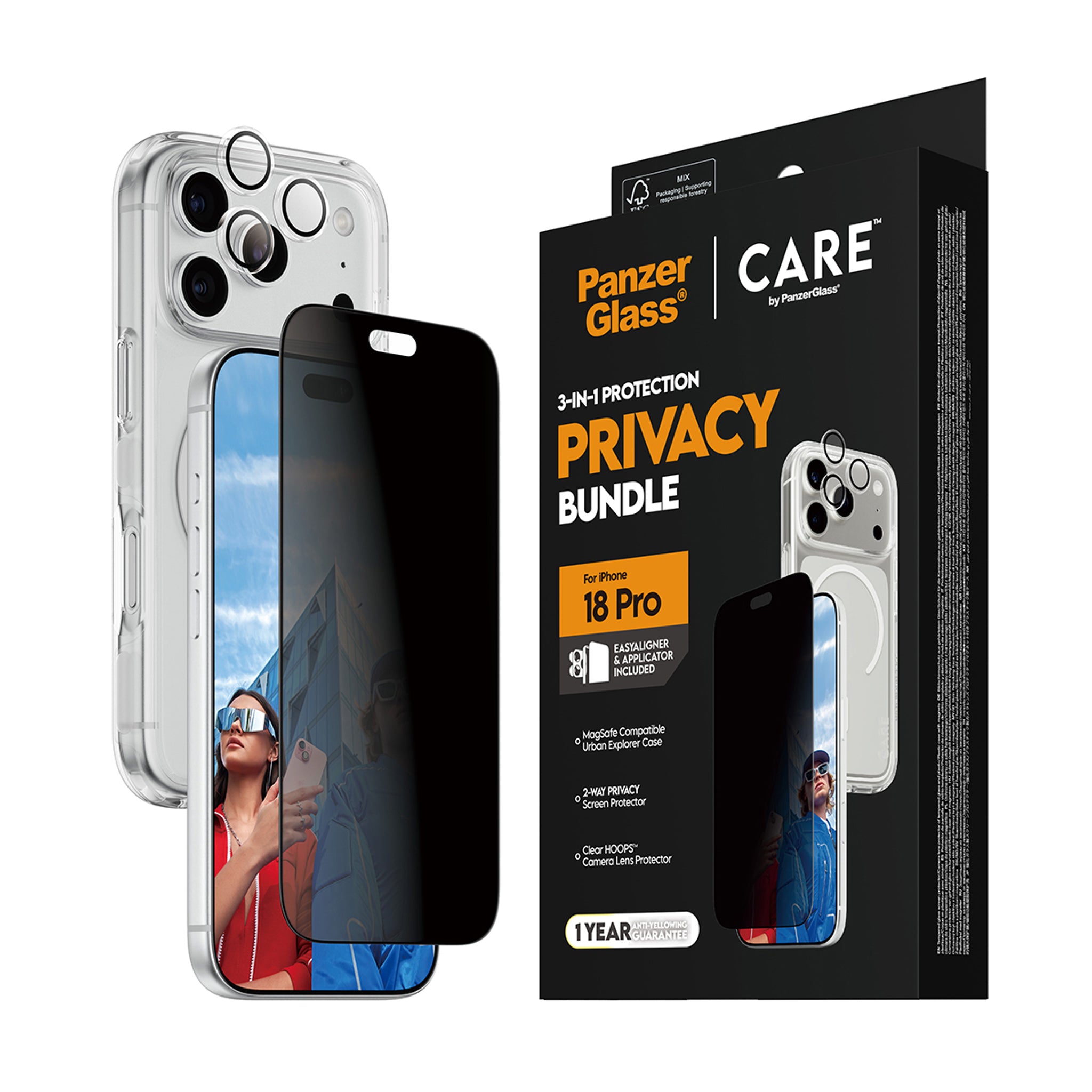 PanzerGlass® | CARE™ by PanzerGlass® Privacy Flagship 3-in-1 Set iPhone 18 Pro