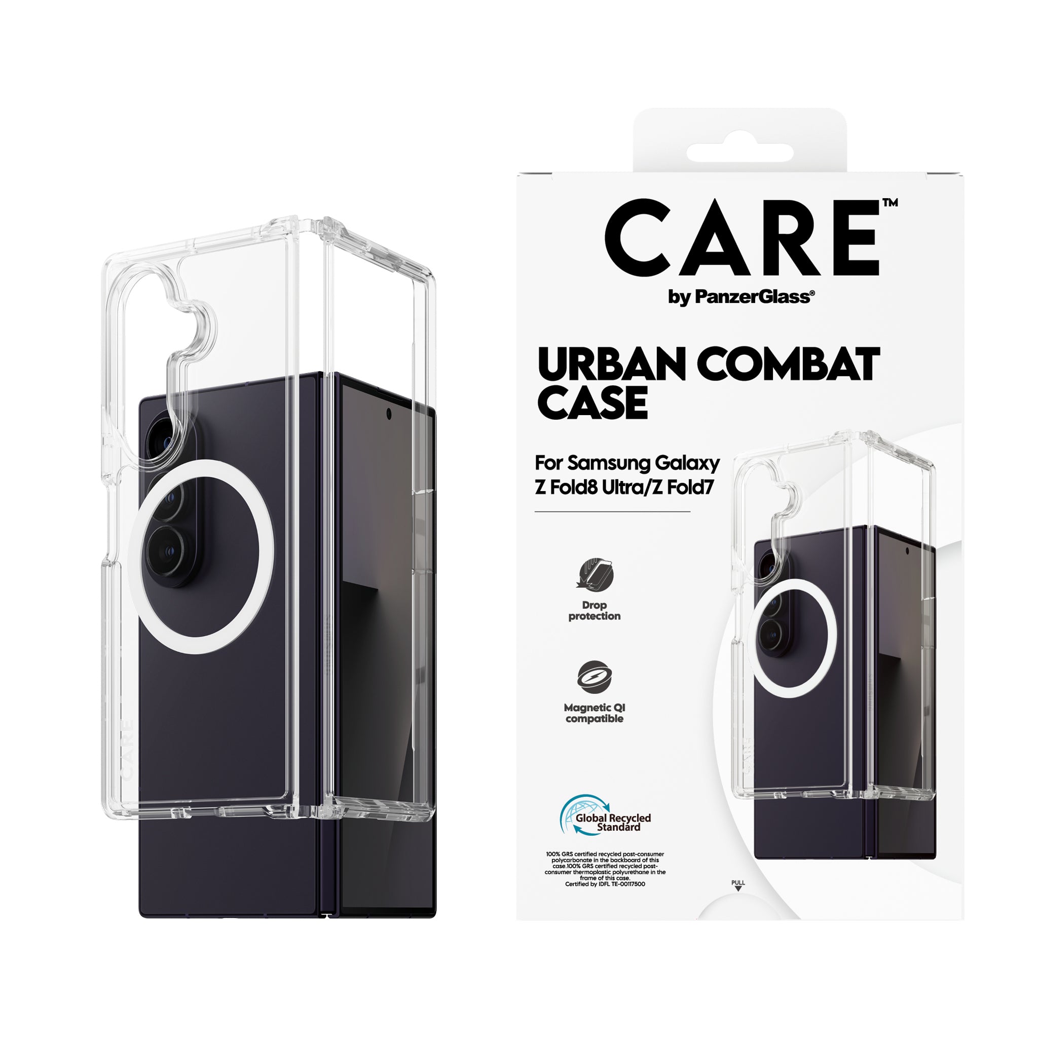 CARE™ by PanzerGlass® Urban Combat Case Transparent m. Weiss Qi Samsung Galaxy new Fold7 Ultra | Fold7 