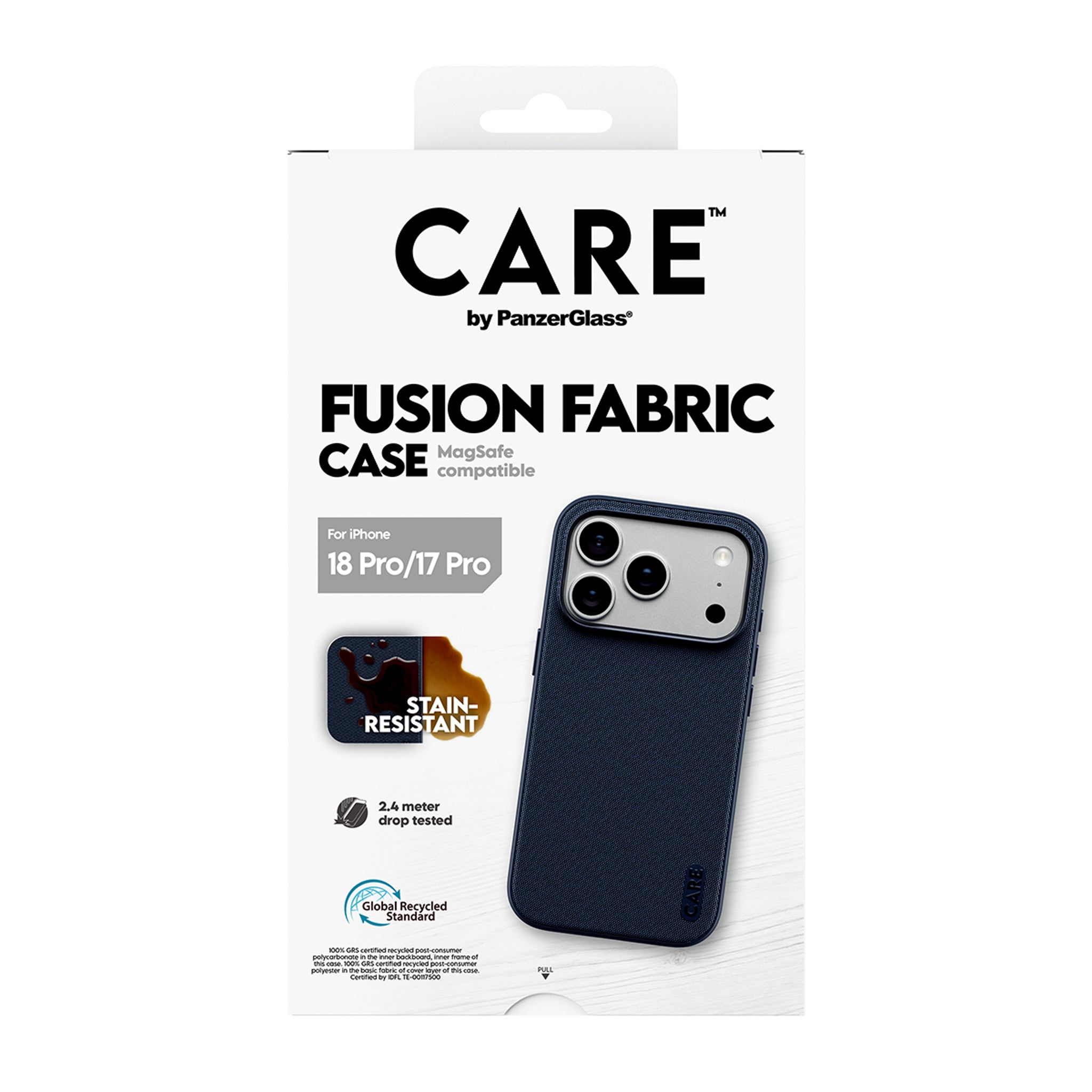 CARE™ by PanzerGlass® Fusion Fabric Case Blau m. MagSafe iPhone 18 Pro | 17 Pro