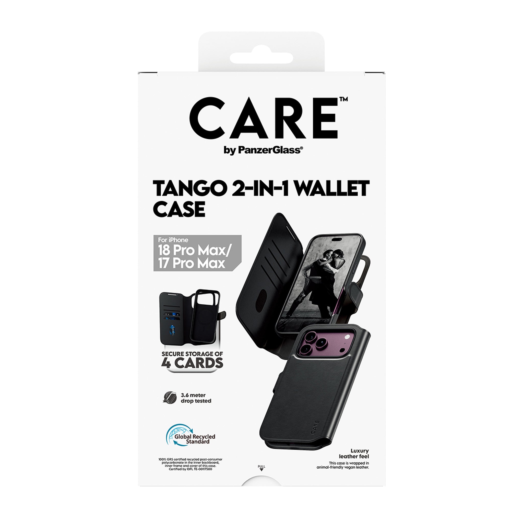 CARE™ by PanzerGlass® Tango 2-in-1 Wallet Case Schwarz m. MagSafe iPhone 18 Pro Max | 17 Pro Max