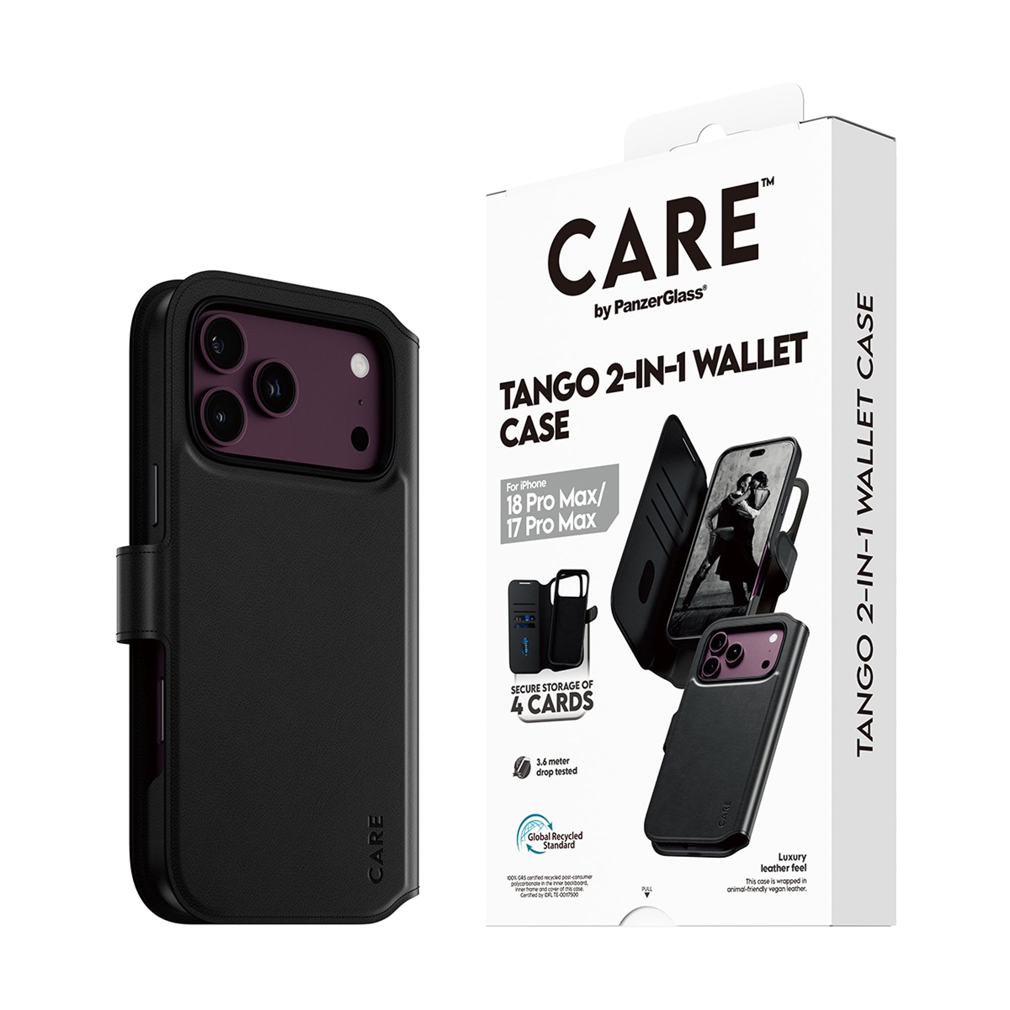 CARE™ by PanzerGlass® Tango 2-in-1 Wallet Case Schwarz m. MagSafe iPhone 18 Pro Max | 17 Pro Max