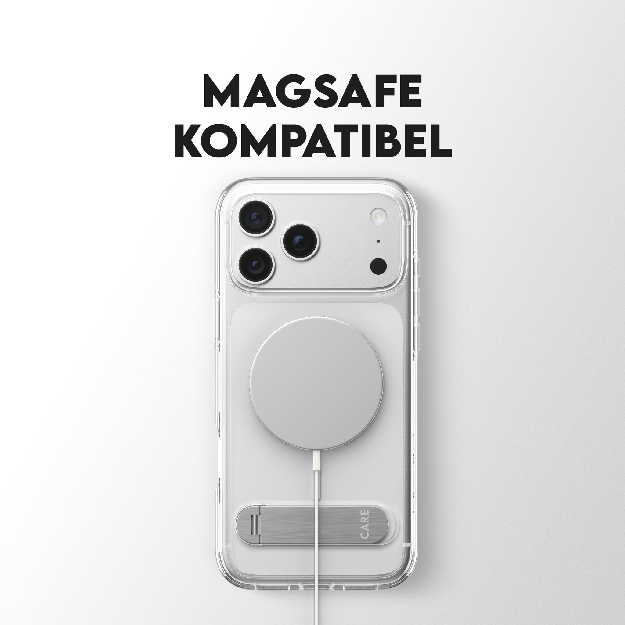 CARE™ by PanzerGlass® Kickstand Case Transparent m. Weiss MagSafe iPhone 18 Pro Max | 17 Pro Max