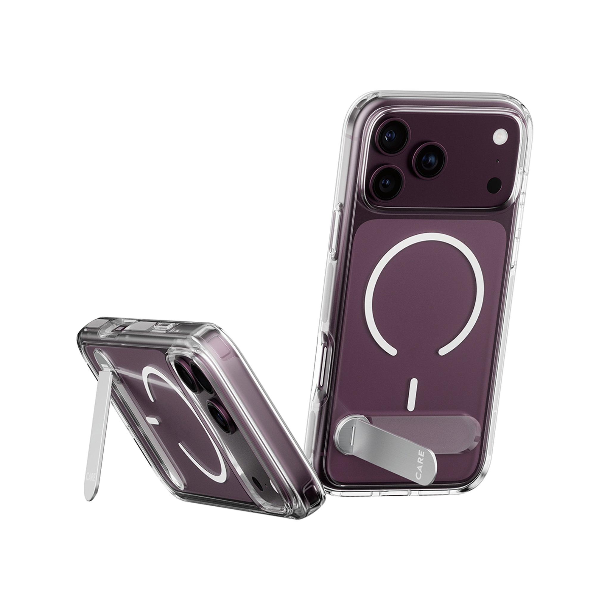CARE™ by PanzerGlass® Kickstand Case Transparent m. Weiss MagSafe iPhone 18 Pro Max | 17 Pro Max