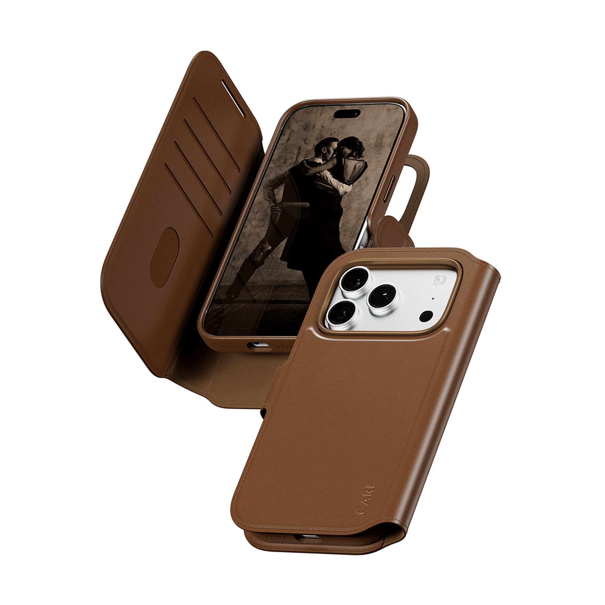CARE™ by PanzerGlass® Tango 2-in-1 Wallet Case Braun m. MagSafe iPhone 18 Pro | 17 Pro