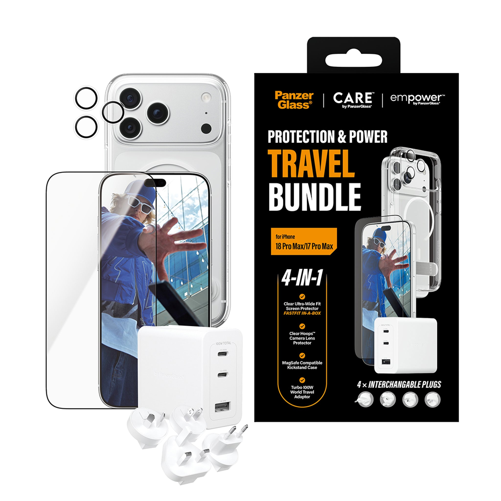 CARE™ by PanzerGlass® 4-in-1 Travel Set iPhone 18 Pro Max