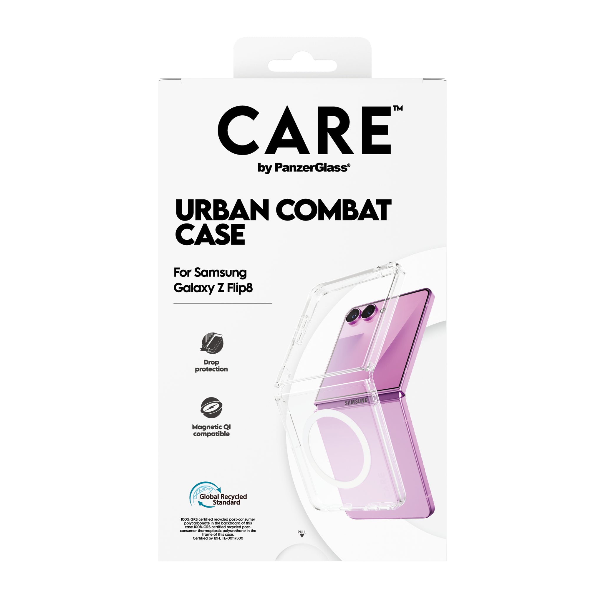 CARE™ by PanzerGlass® Urban Combat Case Transparent m. Weiss Qi Samsung Galaxy Z Flip7 | new Z Flip7