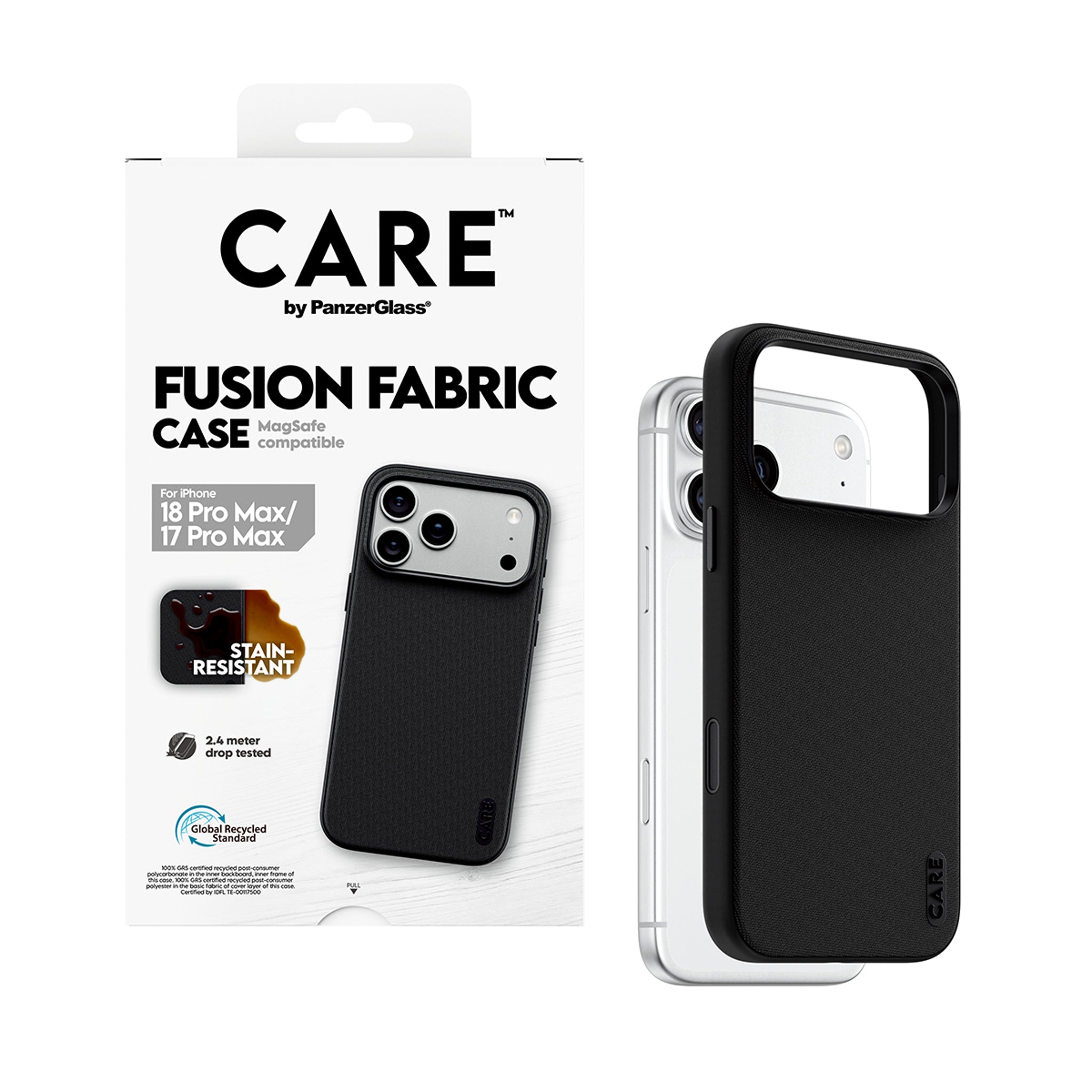 CARE™ by PanzerGlass® Fusion Fabric Case Schwarz m. MagSafe iPhone 18 Pro Max | 17 Pro Max