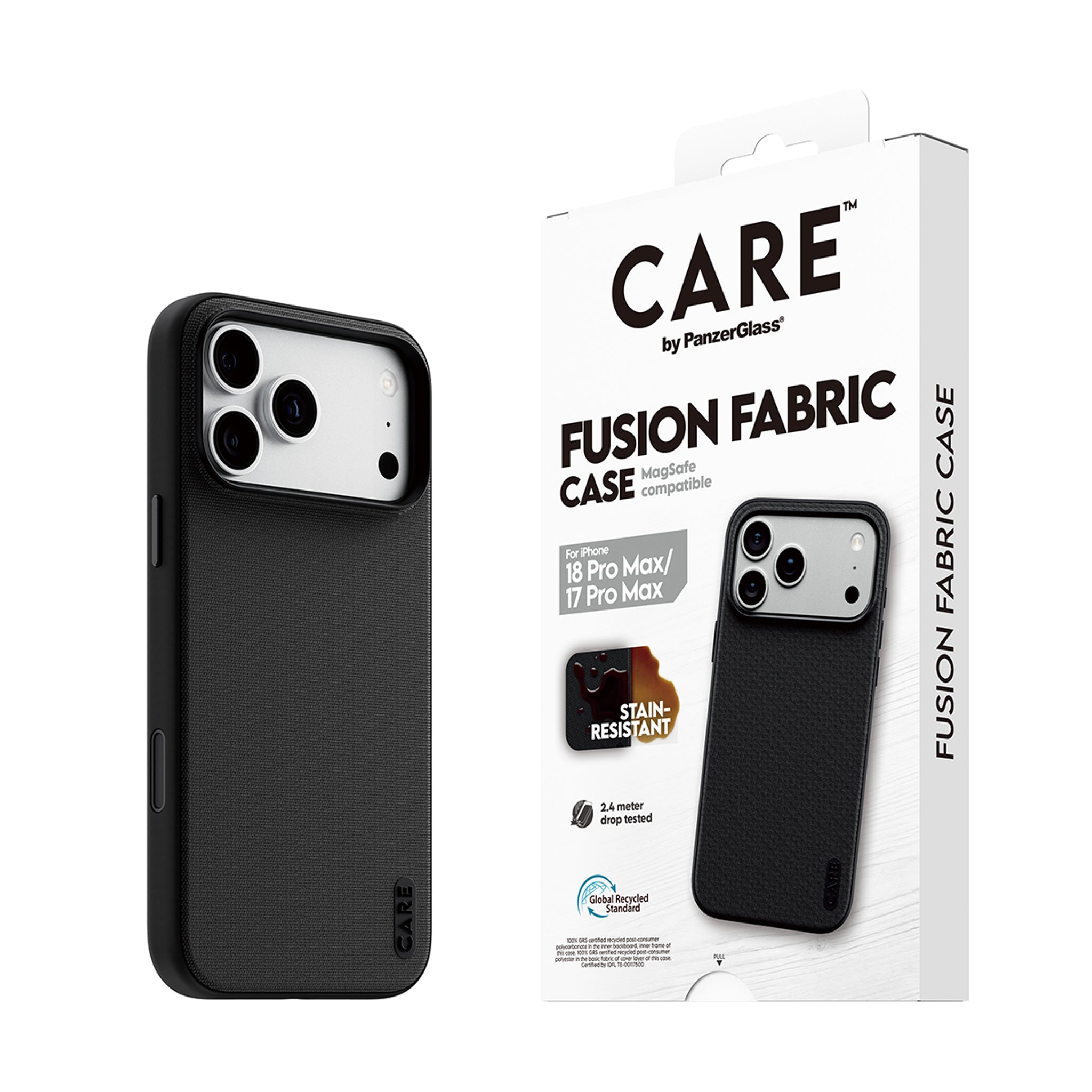 CARE™ by PanzerGlass® Fusion Fabric Case Schwarz m. MagSafe iPhone 18 Pro Max | 17 Pro Max