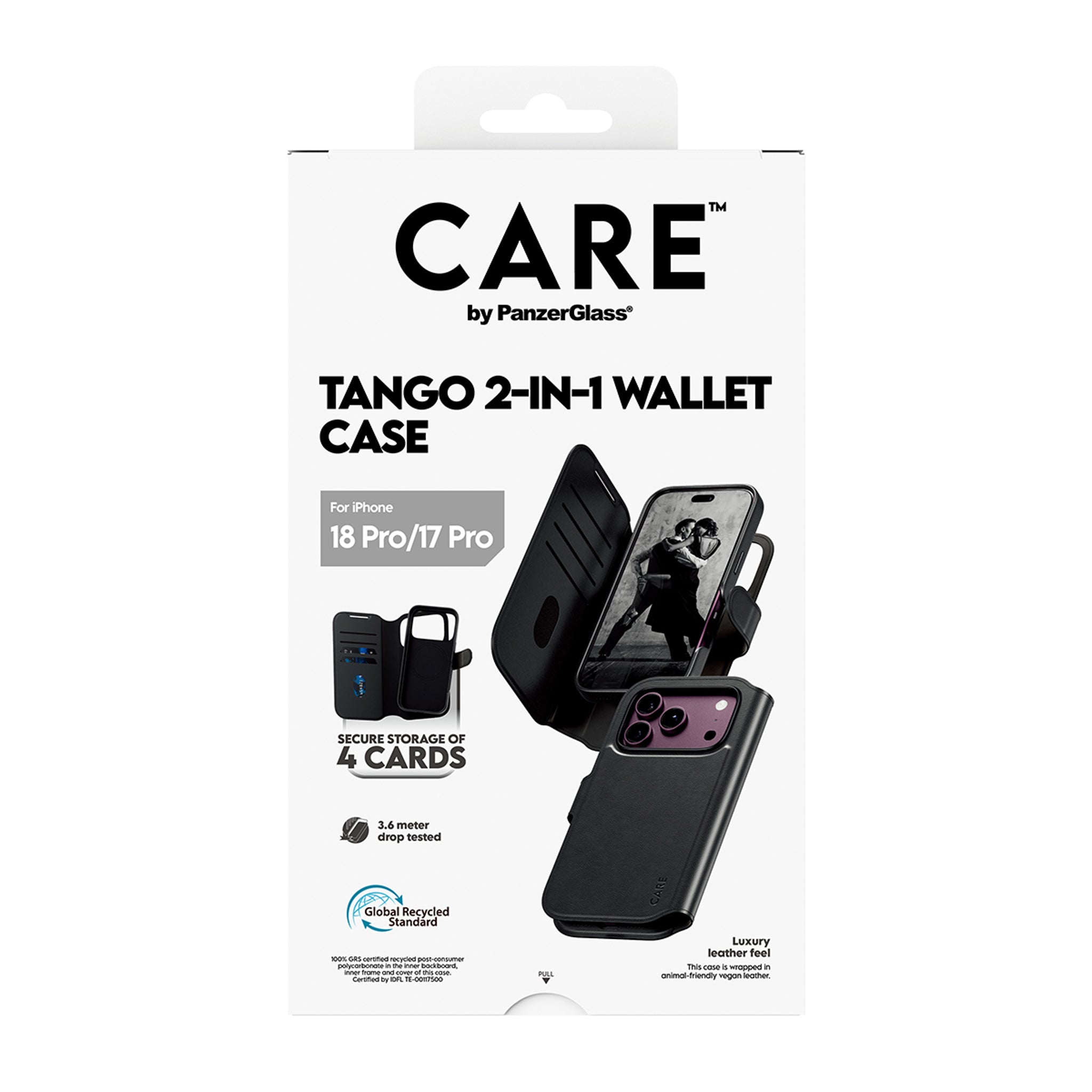 CARE™ by PanzerGlass® Tango 2-in-1 Wallet Case Schwarz m. MagSafe iPhone 18 Pro | 17 Pro