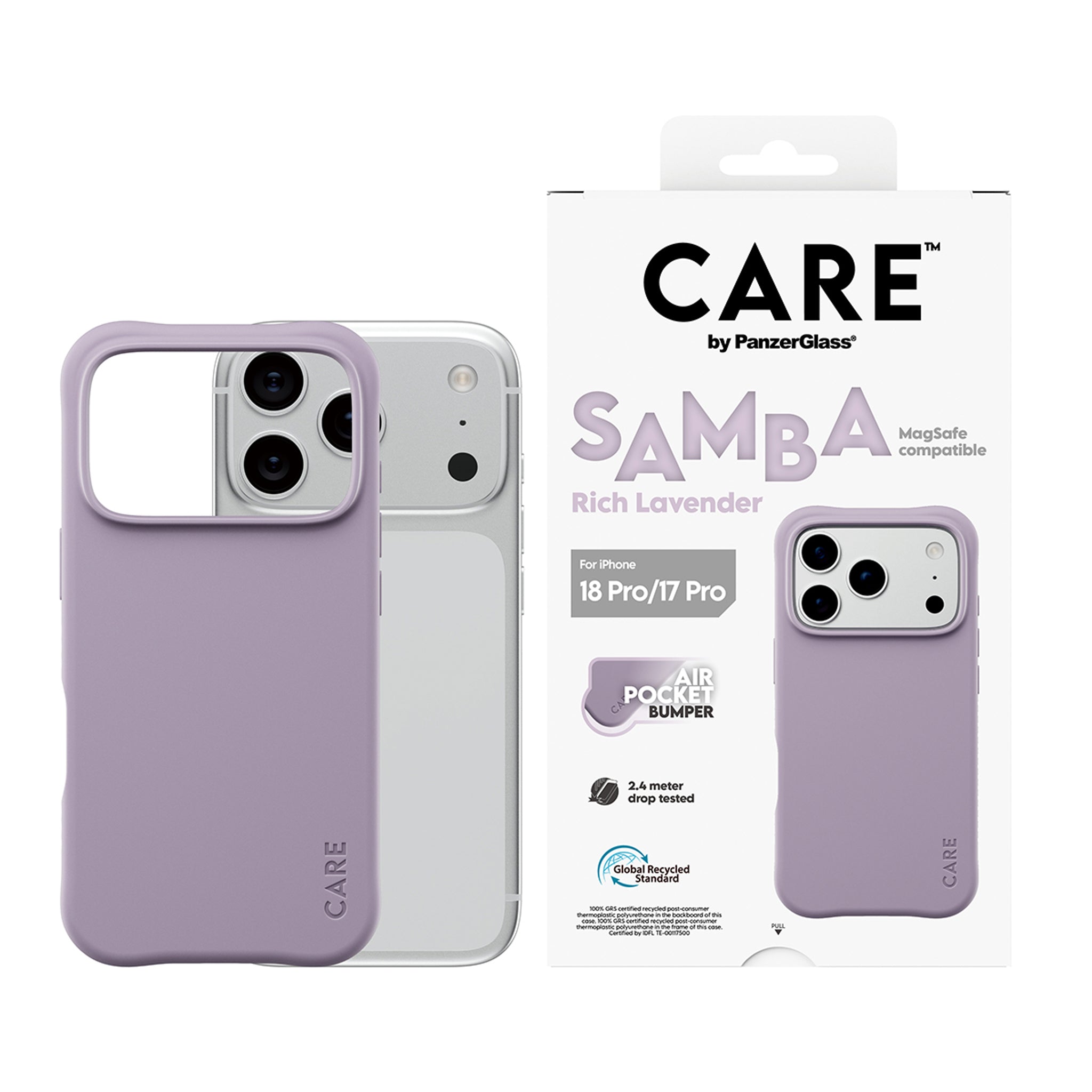 CARE™ by PanzerGlass® Samba Case Rich Lavender m. Weiss MagSafe iPhone 18 Pro | 17 Pro
