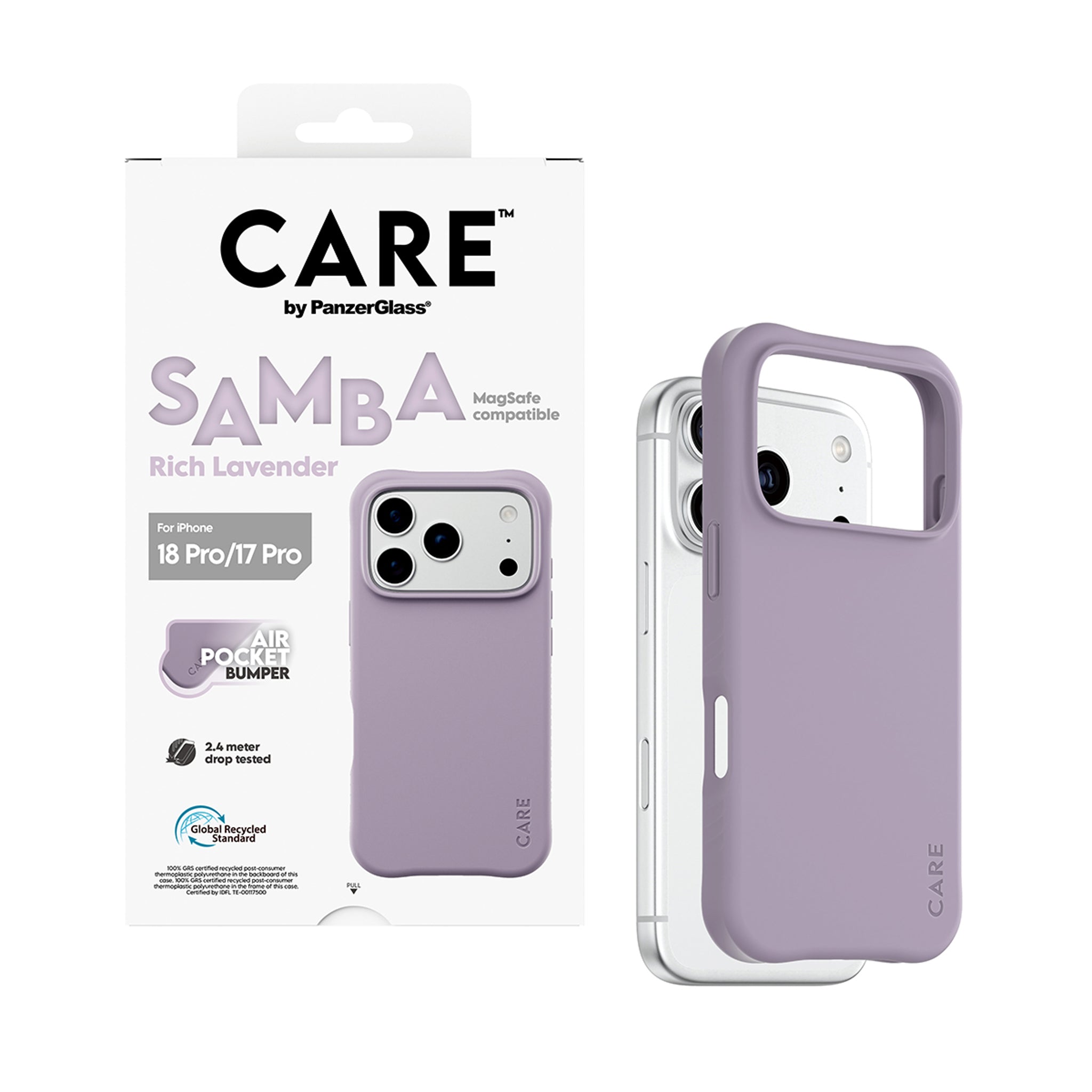 CARE™ by PanzerGlass® Samba Case Rich Lavender m. Weiss MagSafe iPhone 18 Pro | 17 Pro