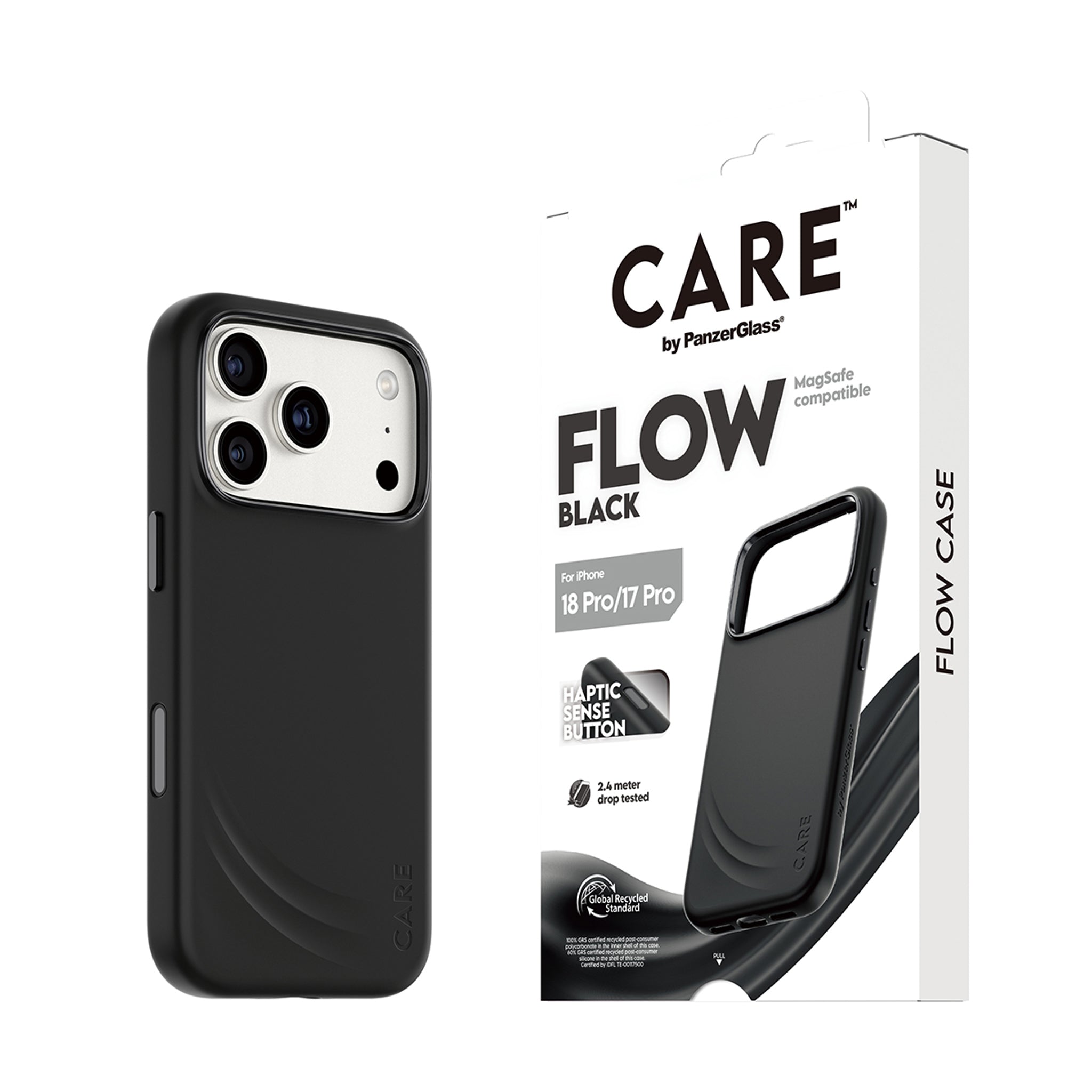 CARE™ by PanzerGlass® Flow Case Schwarz m. MagSafe iPhone 18 Pro | 17 Pro